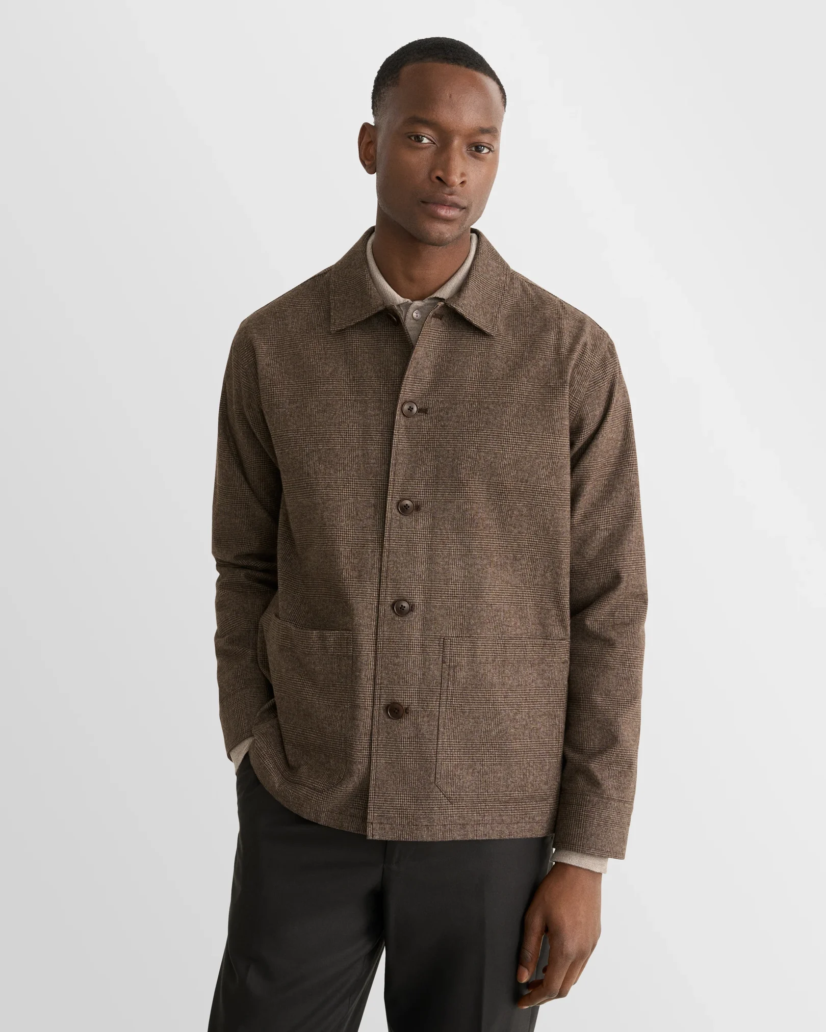 Eton - brown cotton flannel two pocket jacket