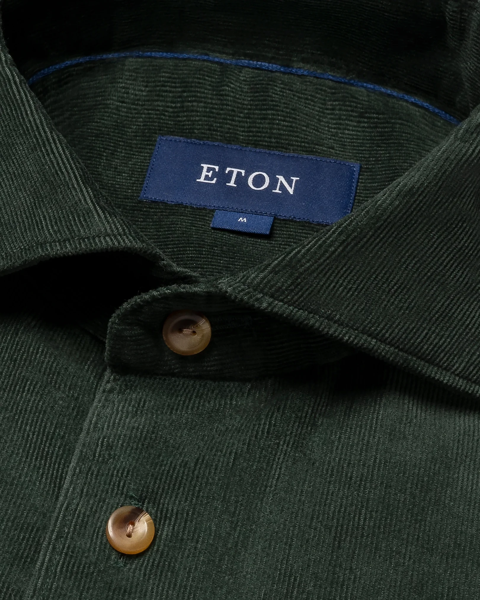 Eton - dark green corduroy widespread shirt