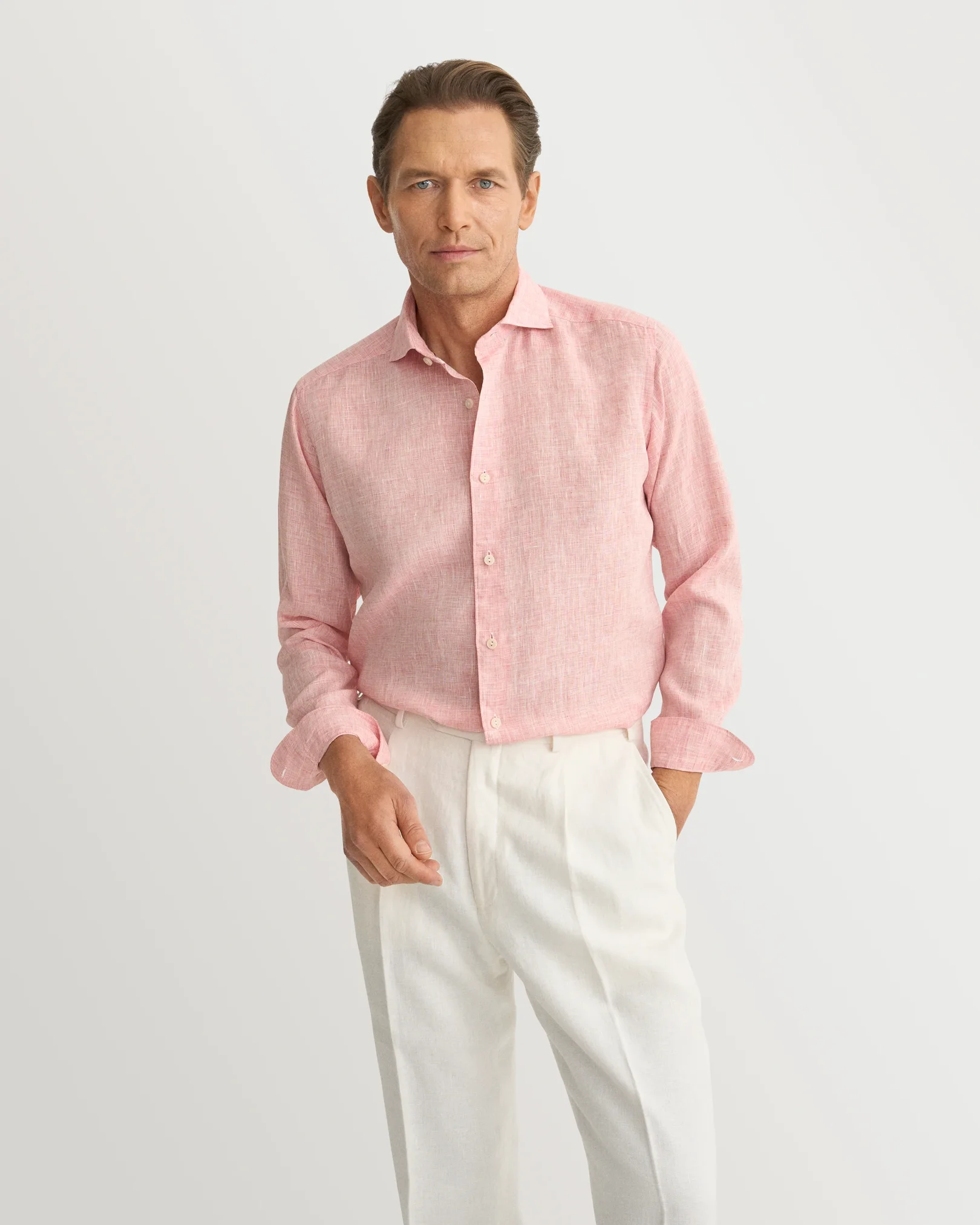 Eton - red solid linen shirt 261