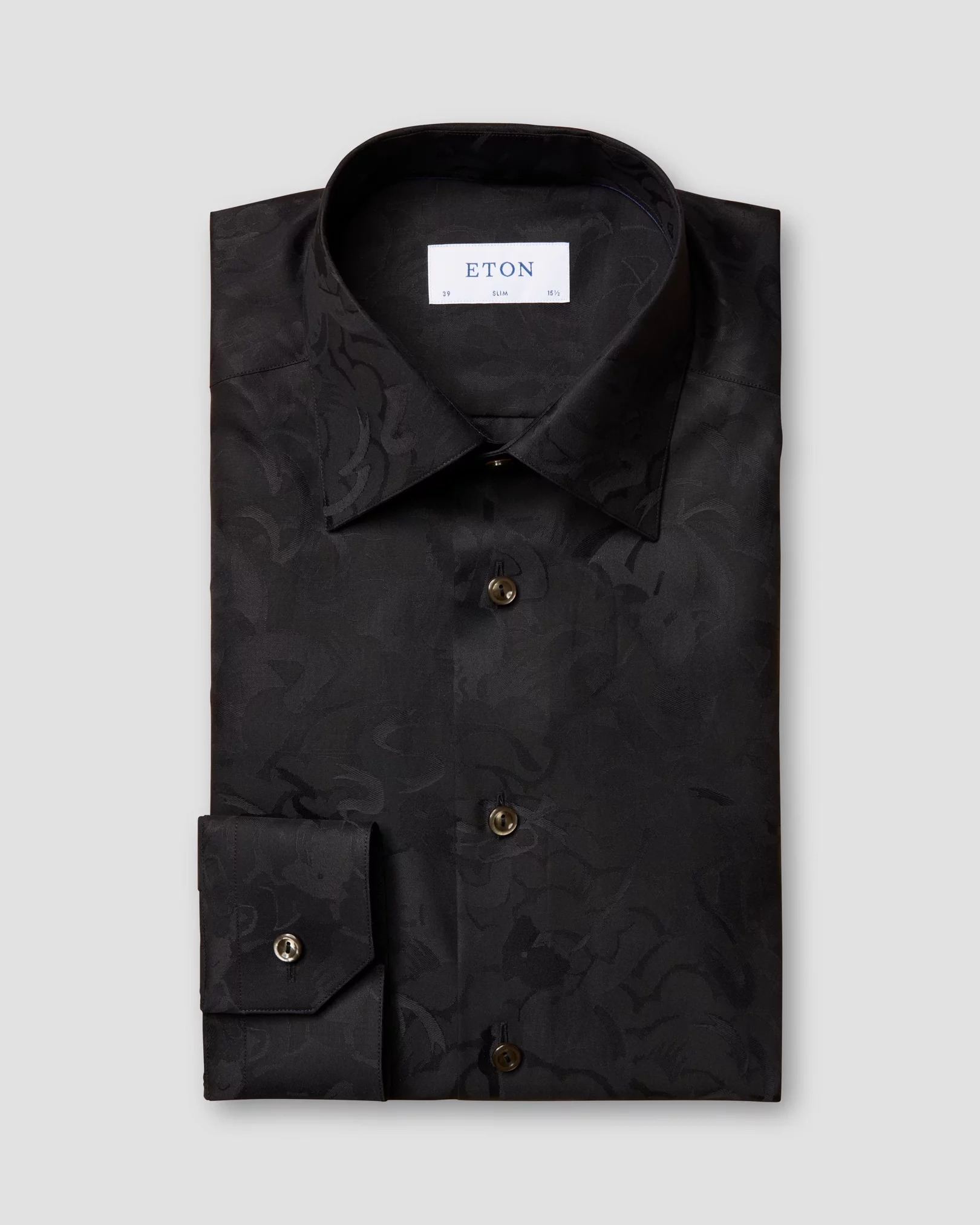 Eton - black floral jacquard shirt