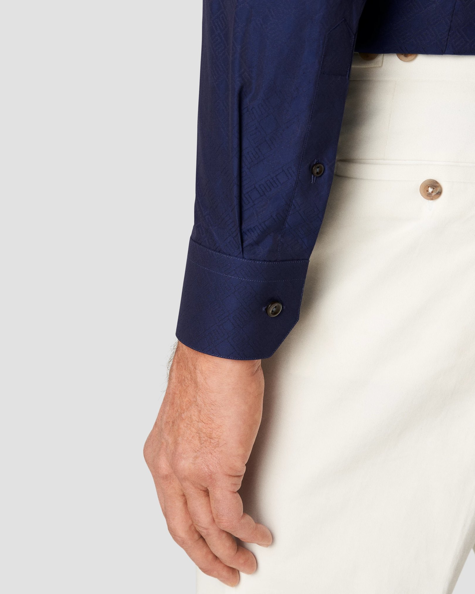 Eton - navy blue jacquard moderate cutaway