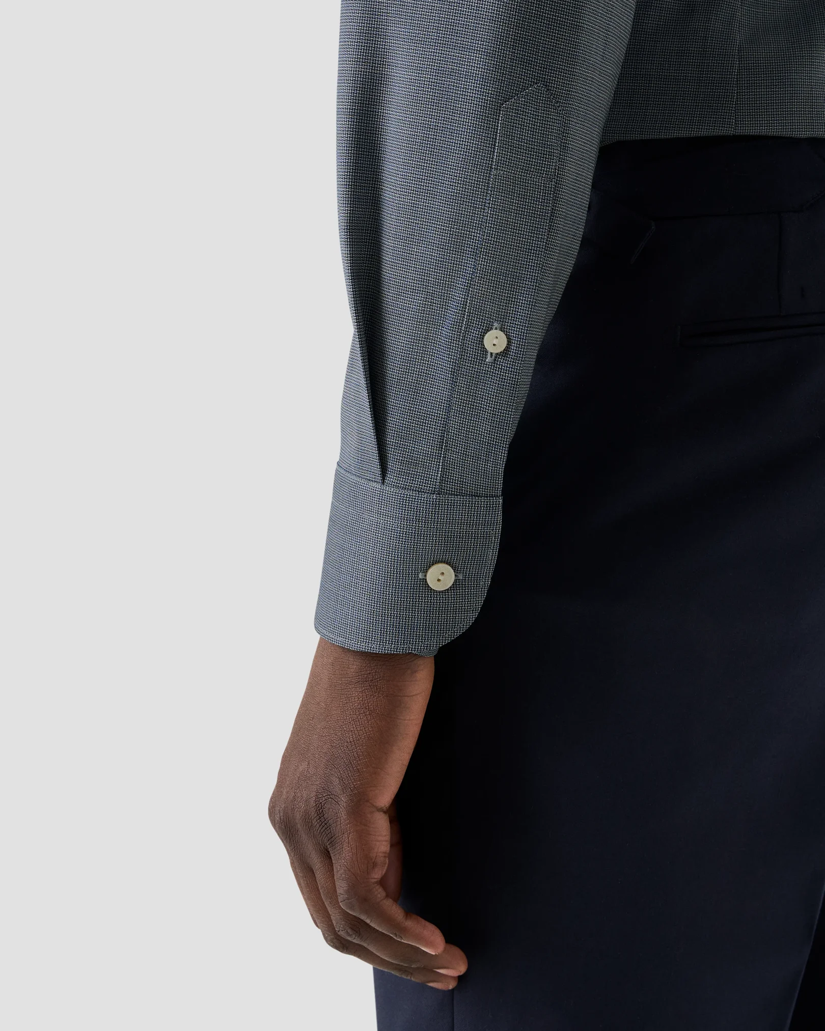 Eton - semi solid merino shirt wide spread