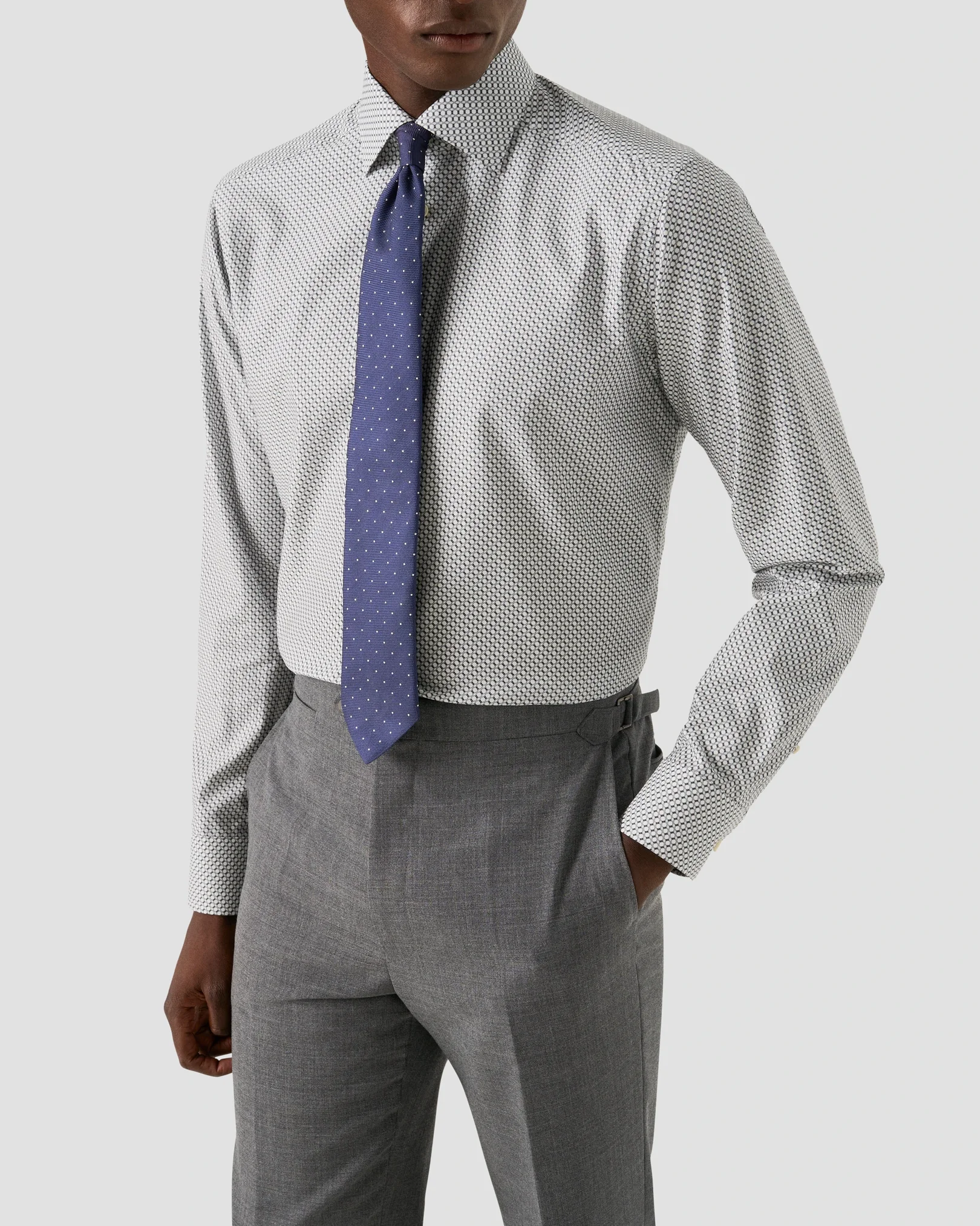 Eton - dark blue geometric twill shirt