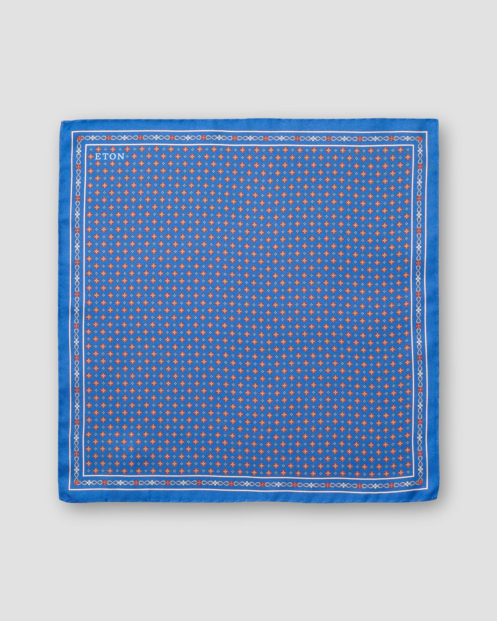 Eton - blue floral silk twill pocket square