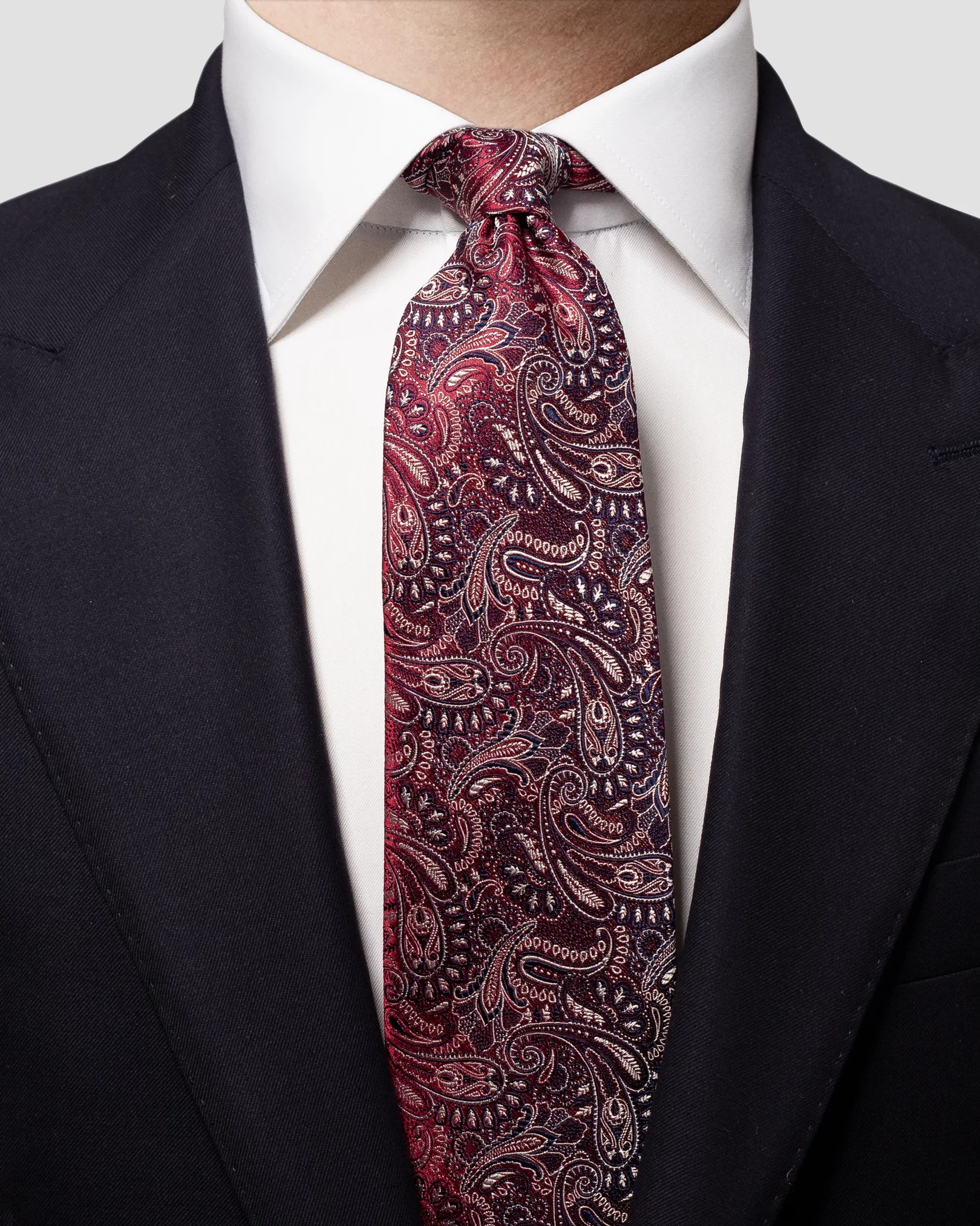 Dark red paisley pattern tie - Eton