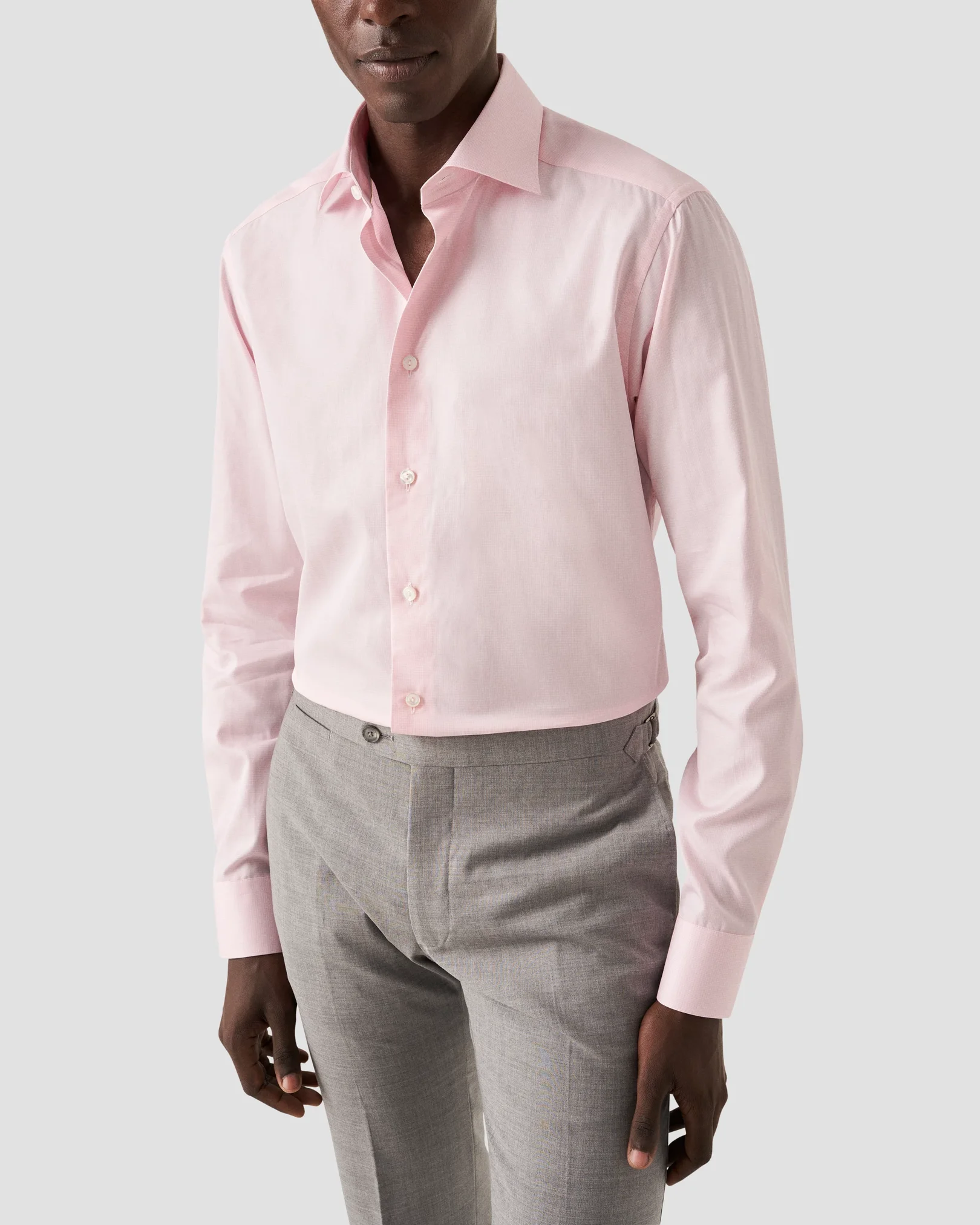 Eton - checked pink supima twill shirt