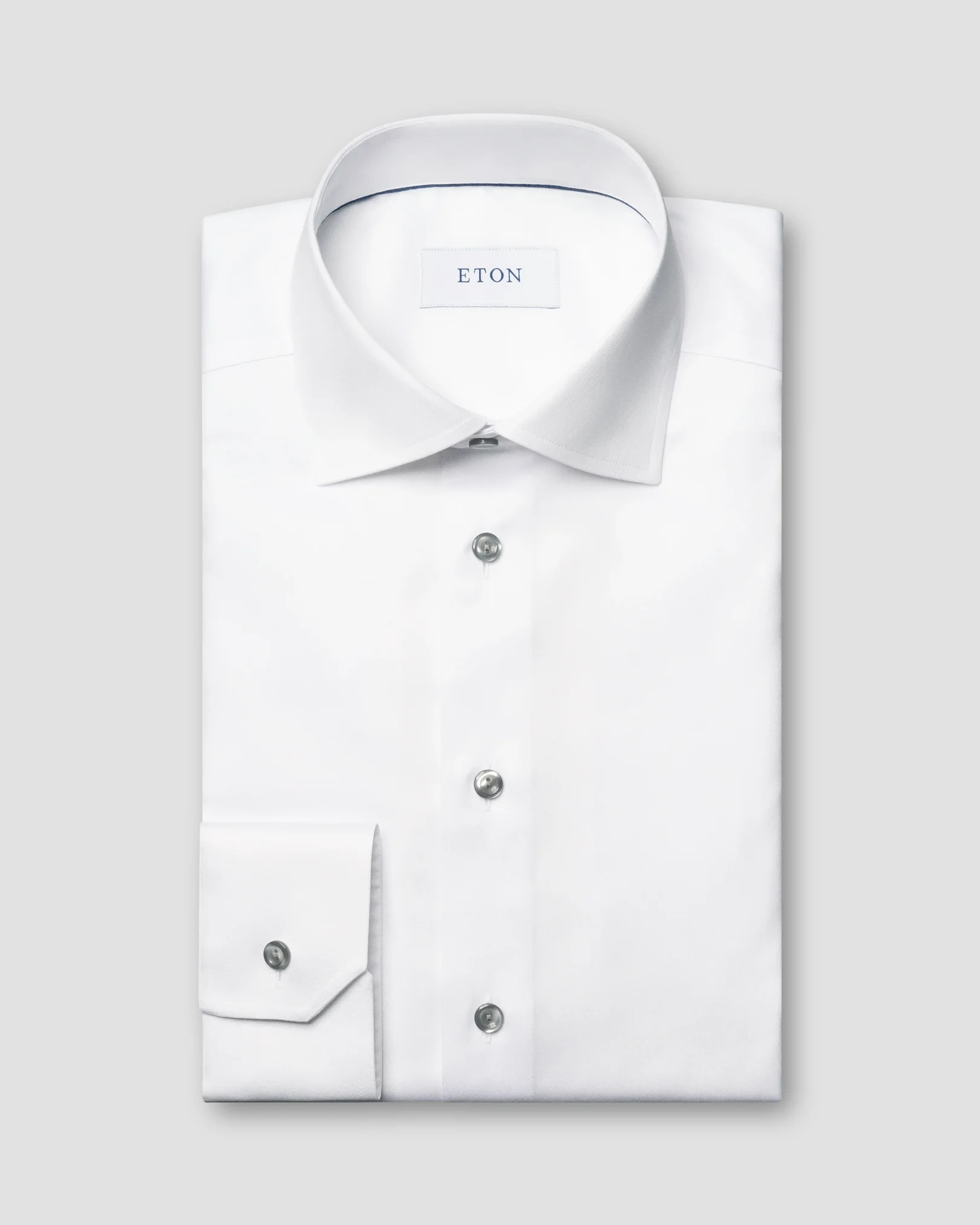 Eton - white twill shirt with grey details