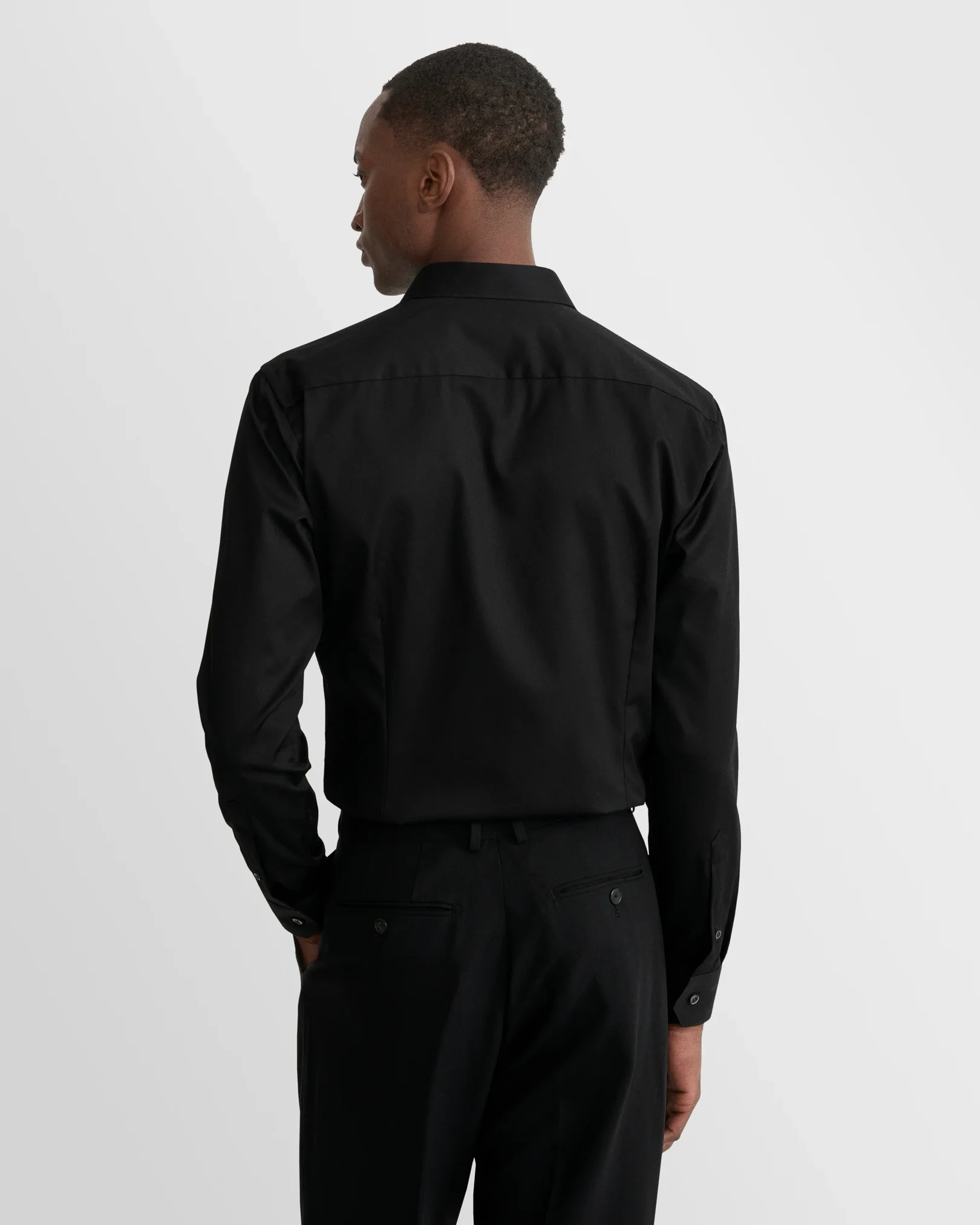 Eton - black signature twill pointed collar