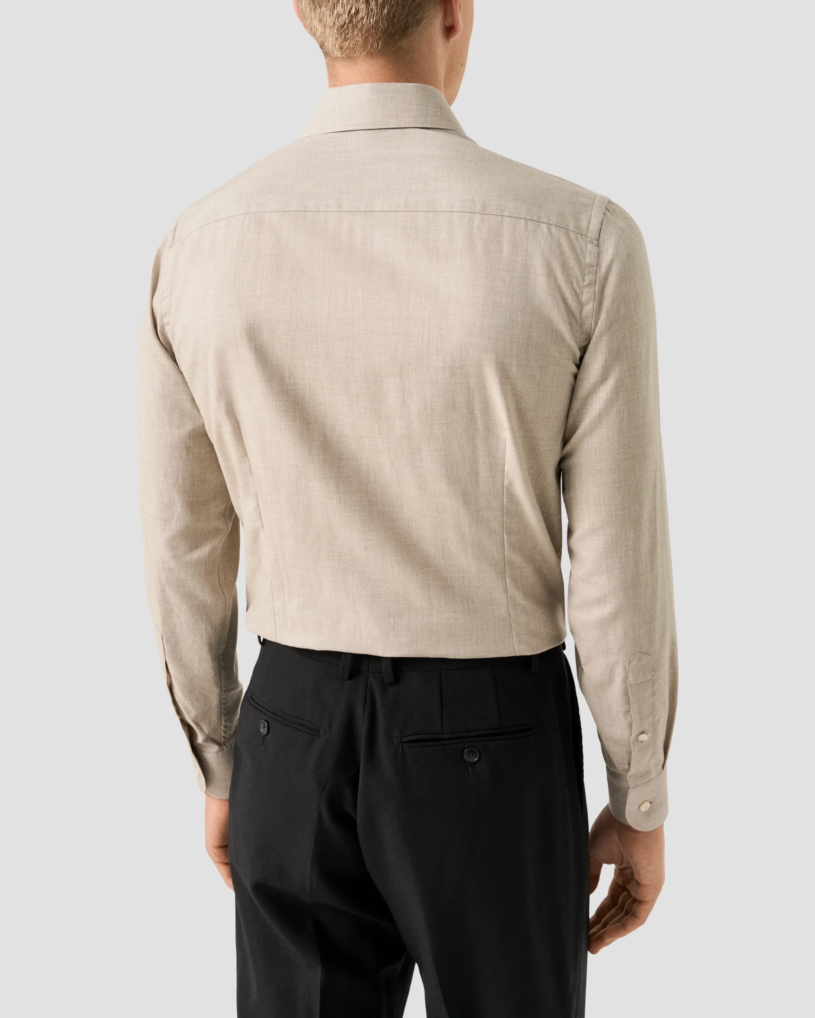 Eton - solid signature flannel shirt wide spread rounded single