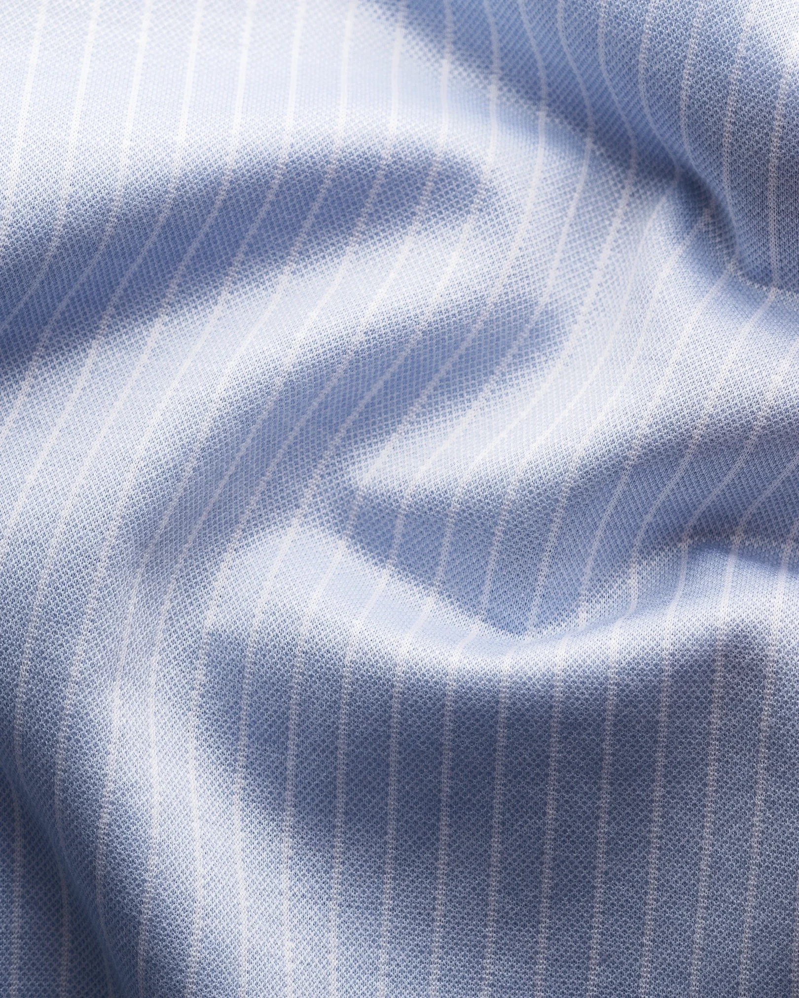 Eton - Light Blue Striped Filo di Scozia Knitted Shirt