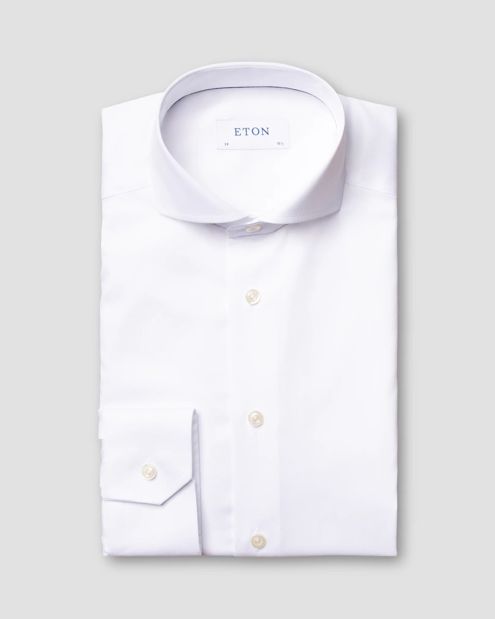 Eton - white twill stretch shirt extreme cut away