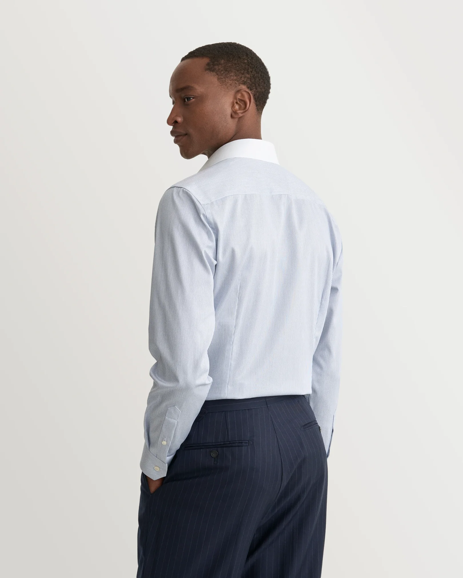 Eton - Fine Striped White Collar Signature Twill Shirt