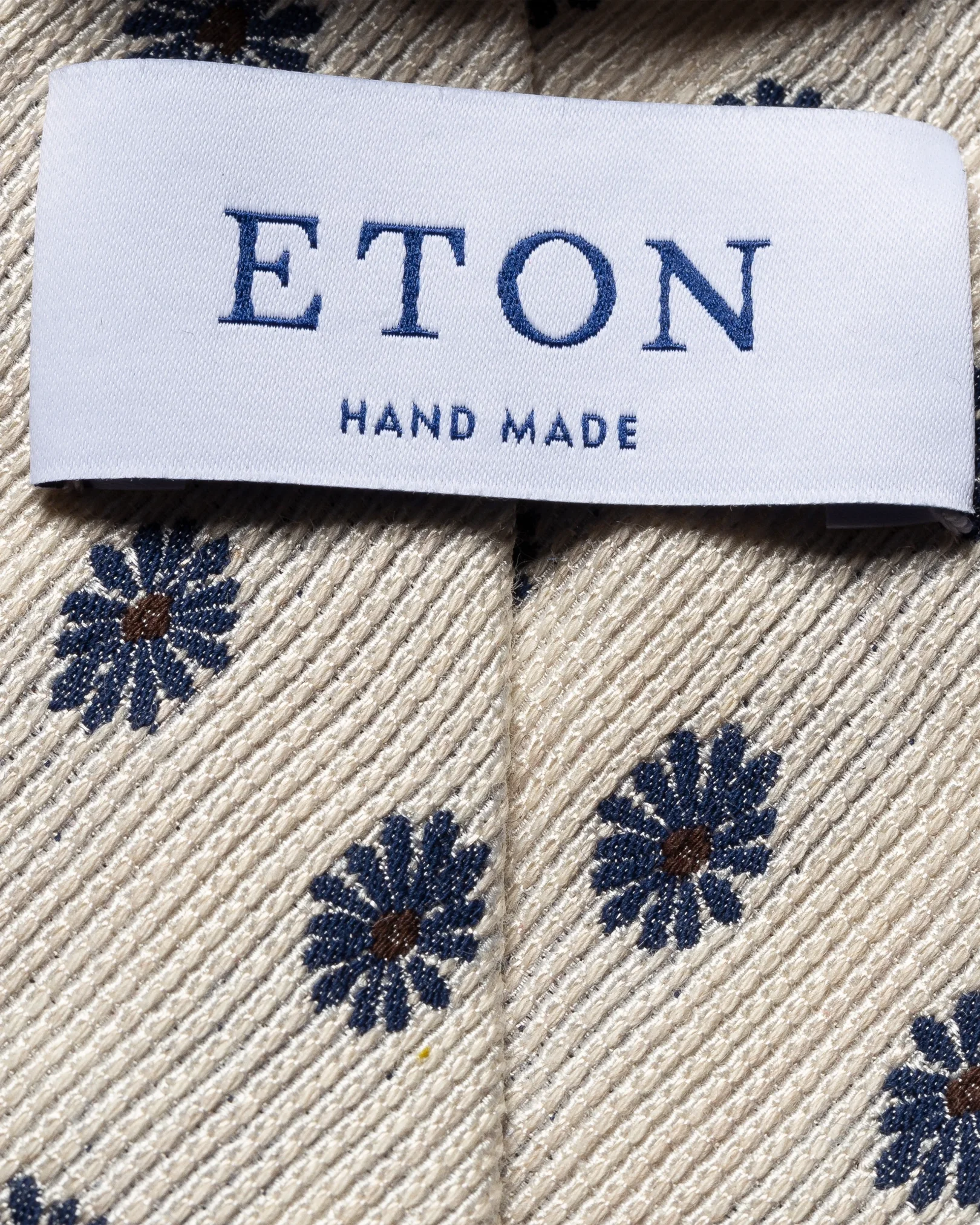 Eton - beige floral silk cotton tie
