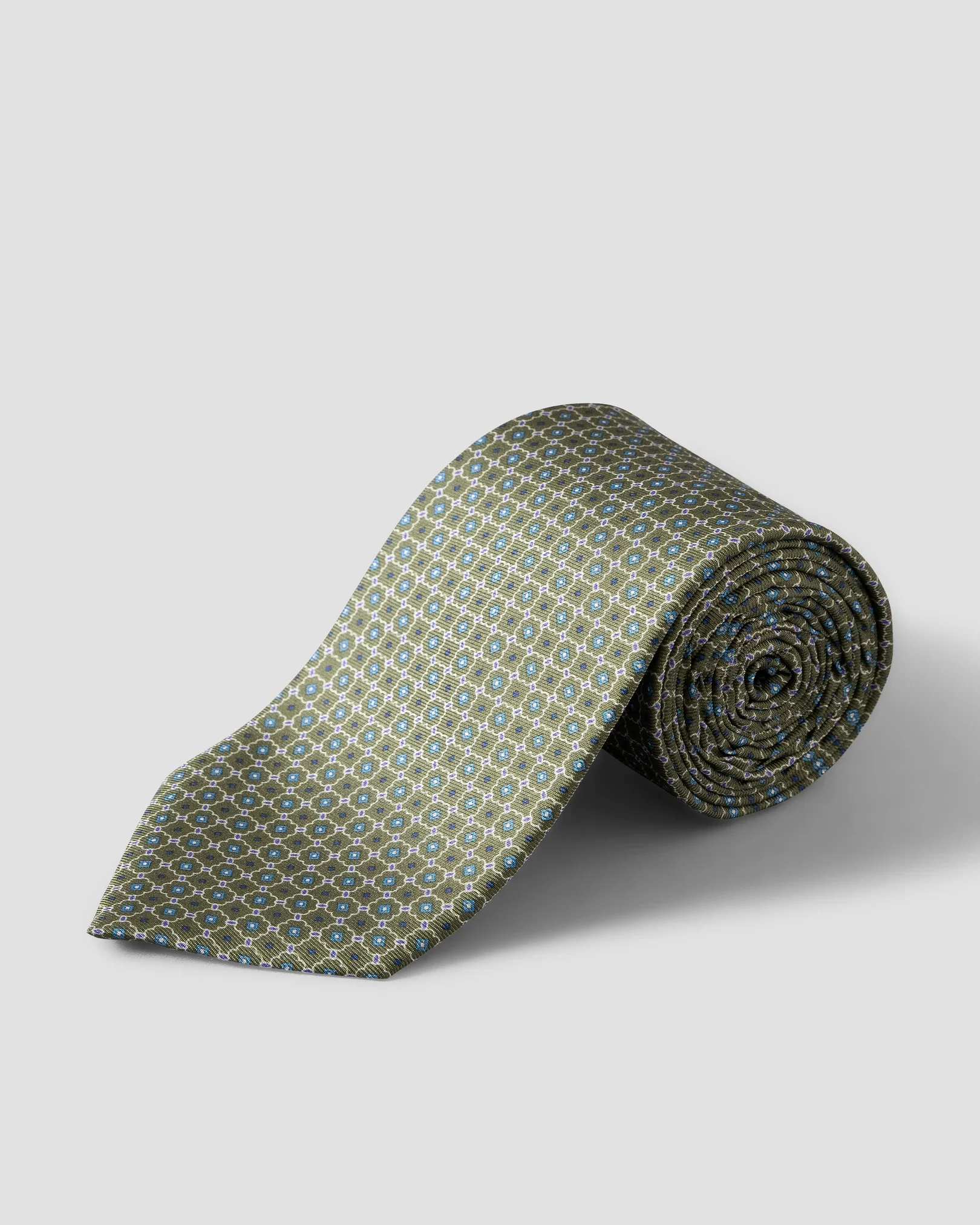 Eton - mid green geometric print silk tie