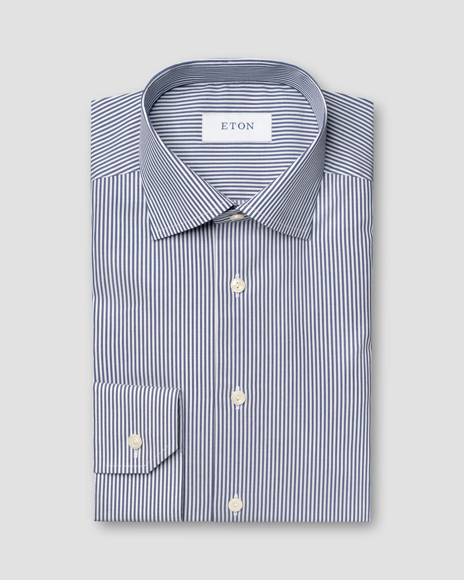 Eton - dark blue bengal striped fine twill shirt