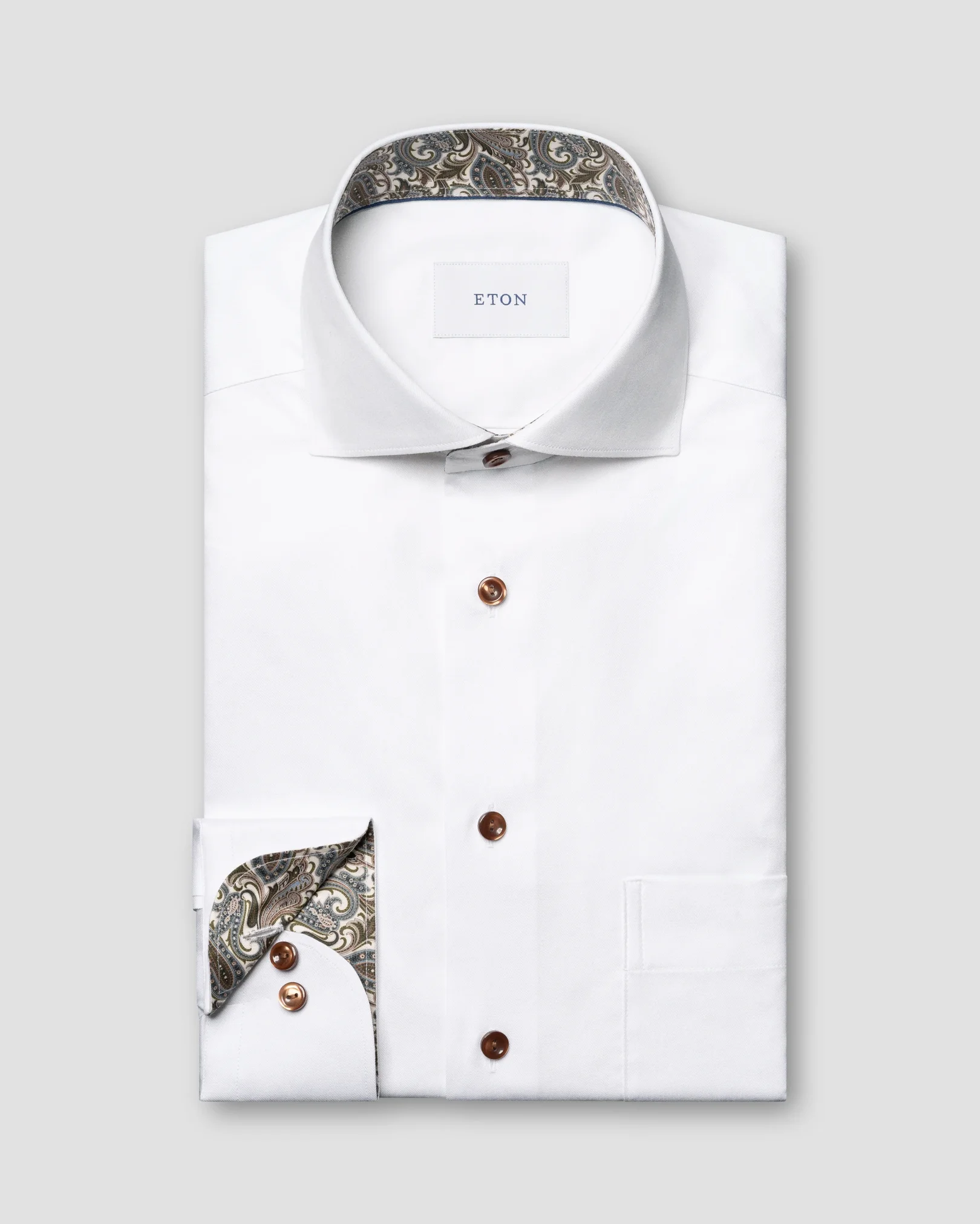 Eton - white paisley effect signature twill shirt wide spread 266
