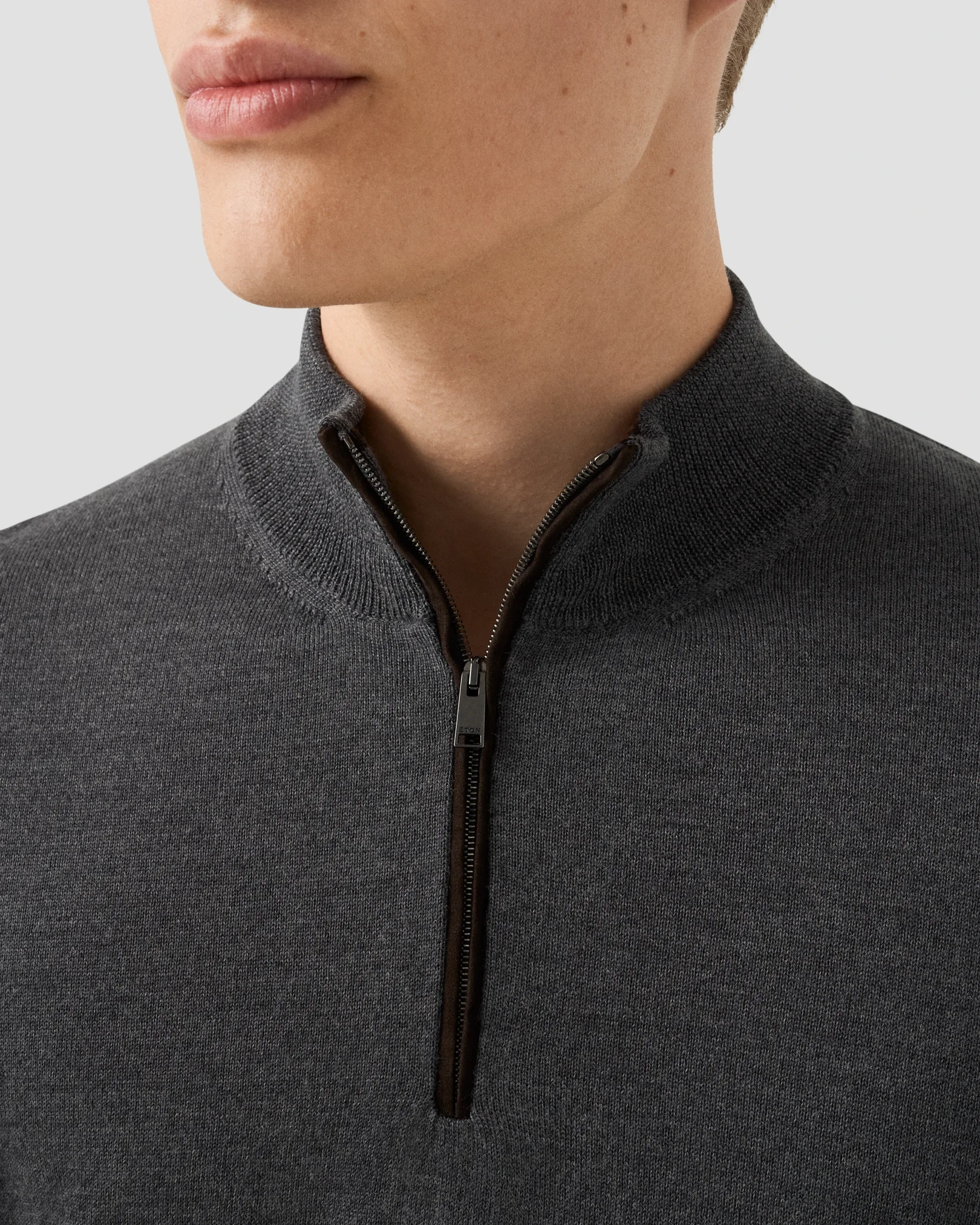 Eton - merino quarter zip knit sweater