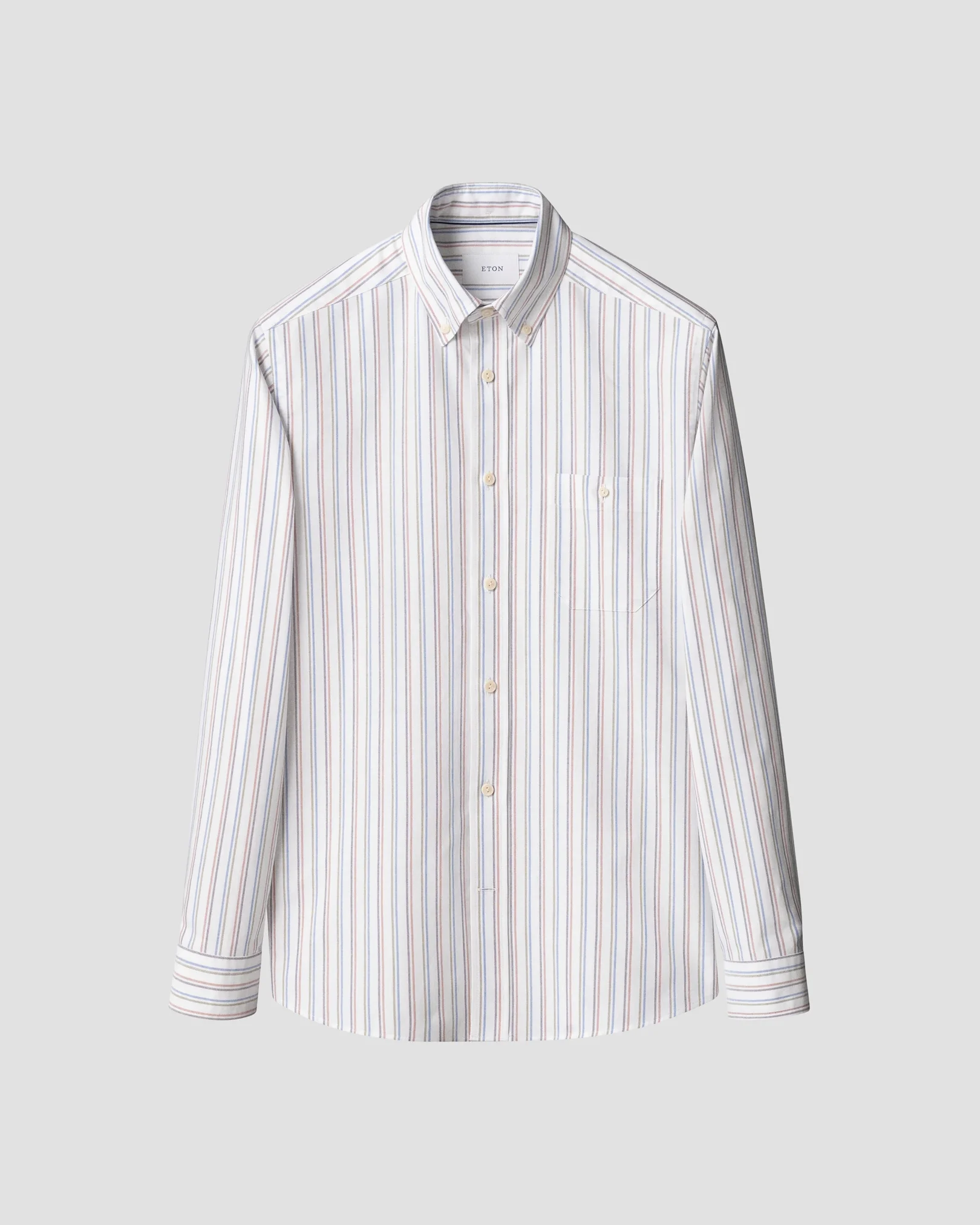 Eton - white bold striped oxford shirt