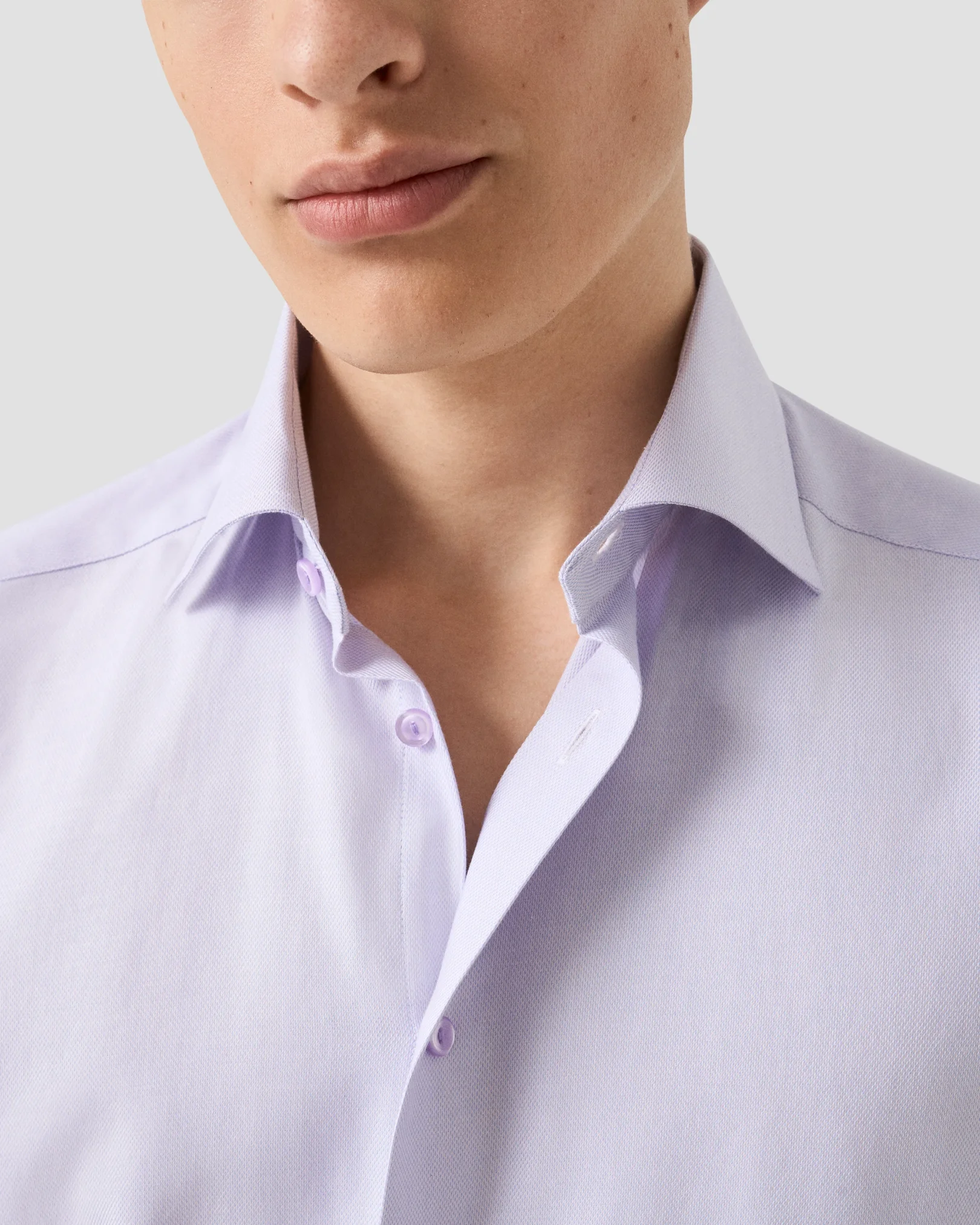 Eton - light purple semi solid twill shirt