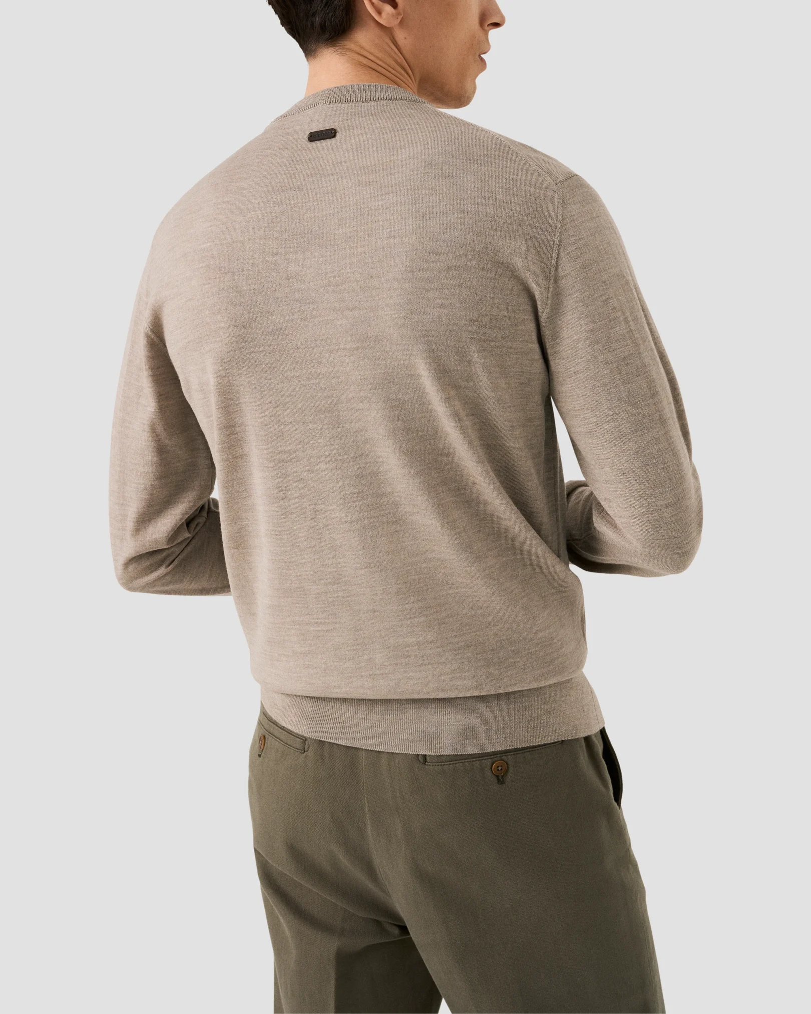 Eton - merino knit crew neck beige merino knit crew neck