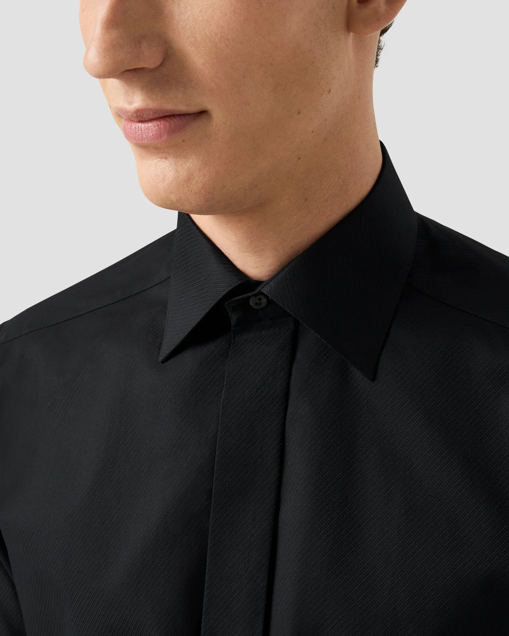 Eton - black twill texture shirt