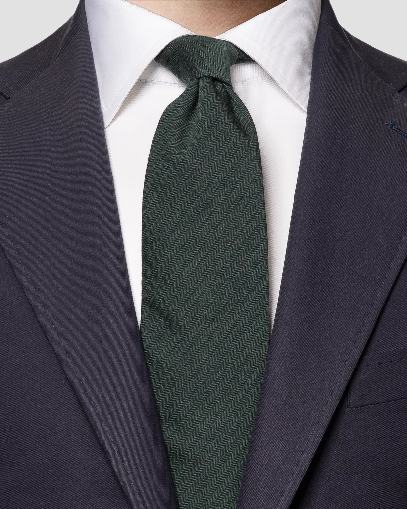 Eton - dark green herringbone tie
