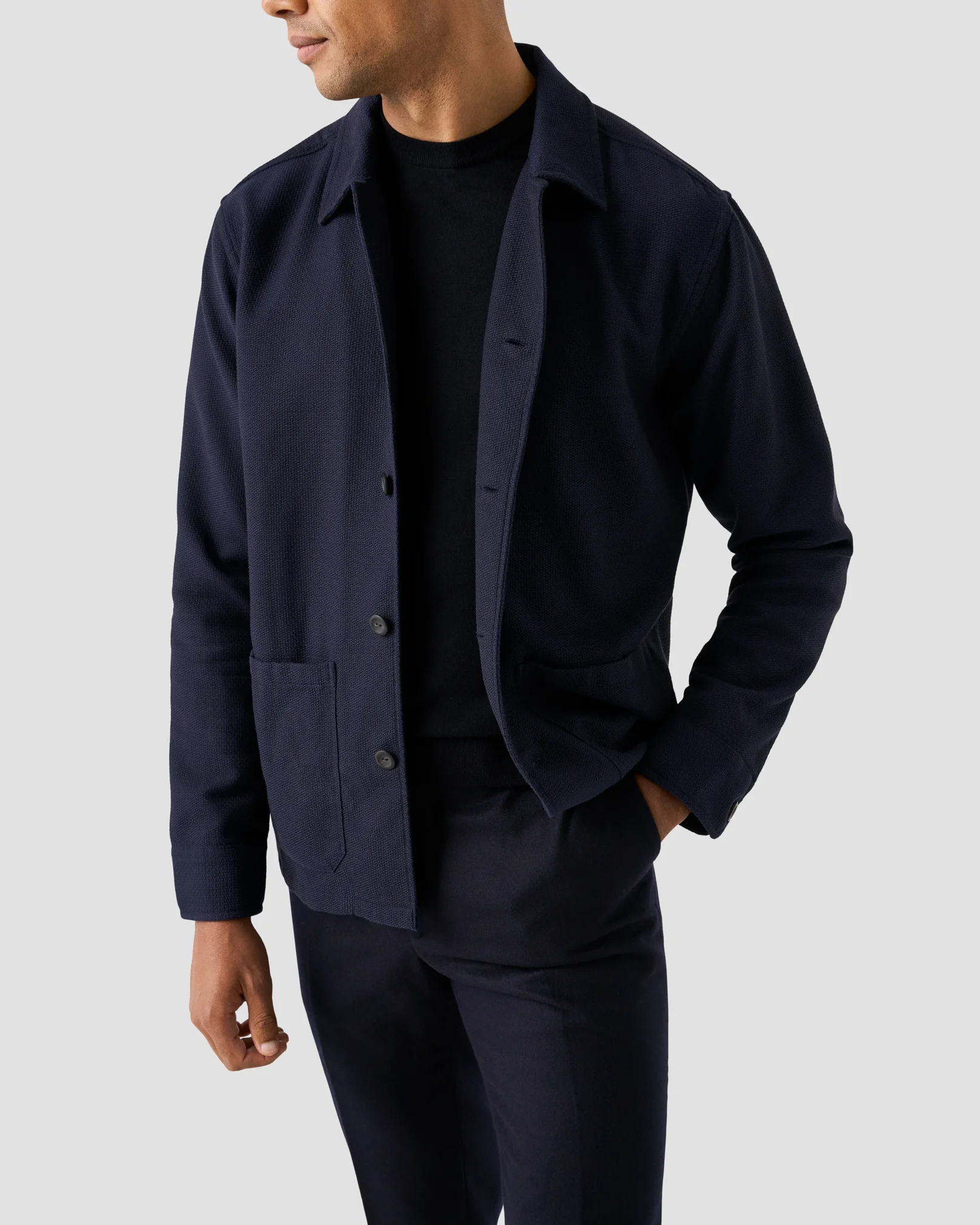 Eton - nayv merino knitted shirt