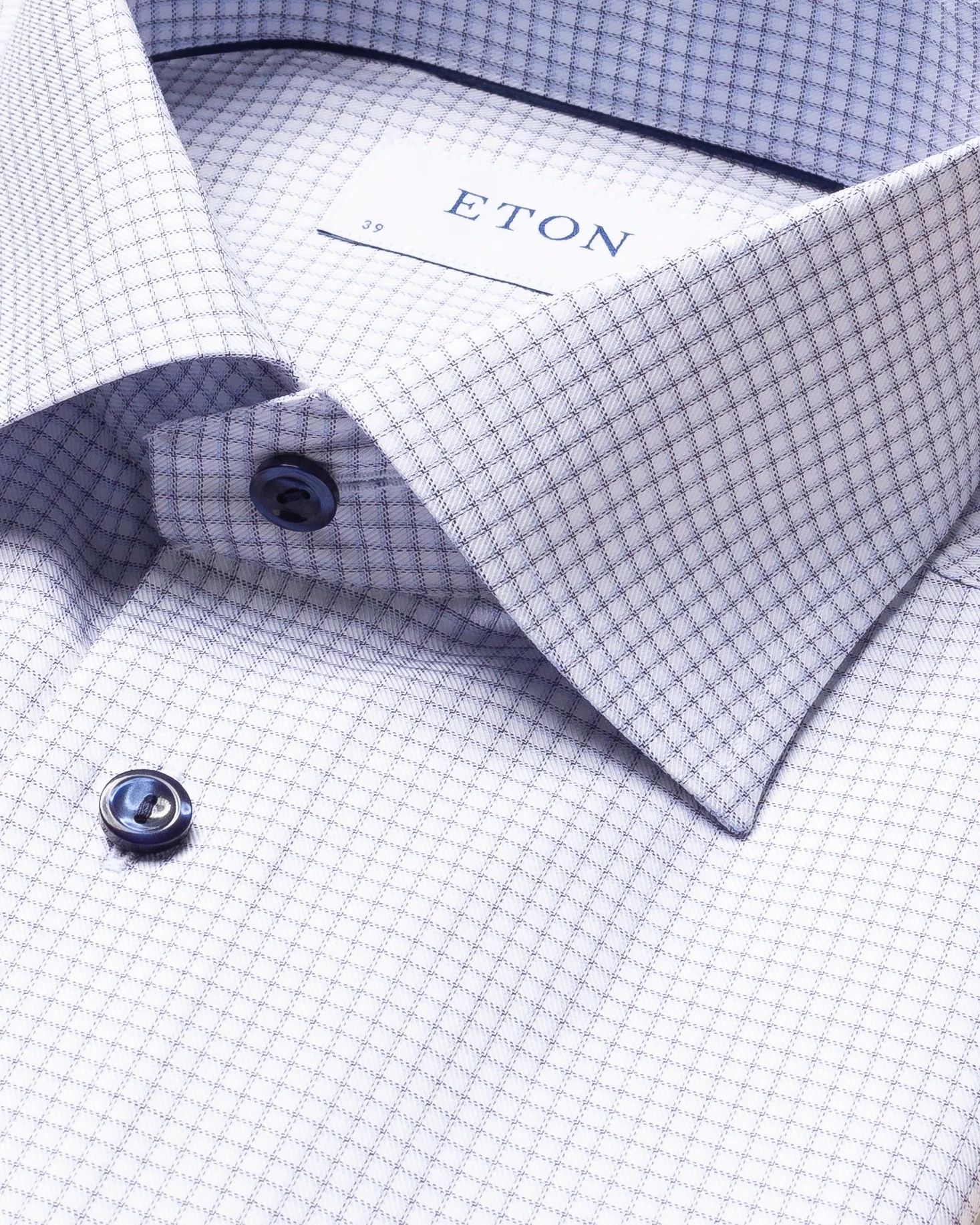 Eton - navy mini checked signature twill shirt