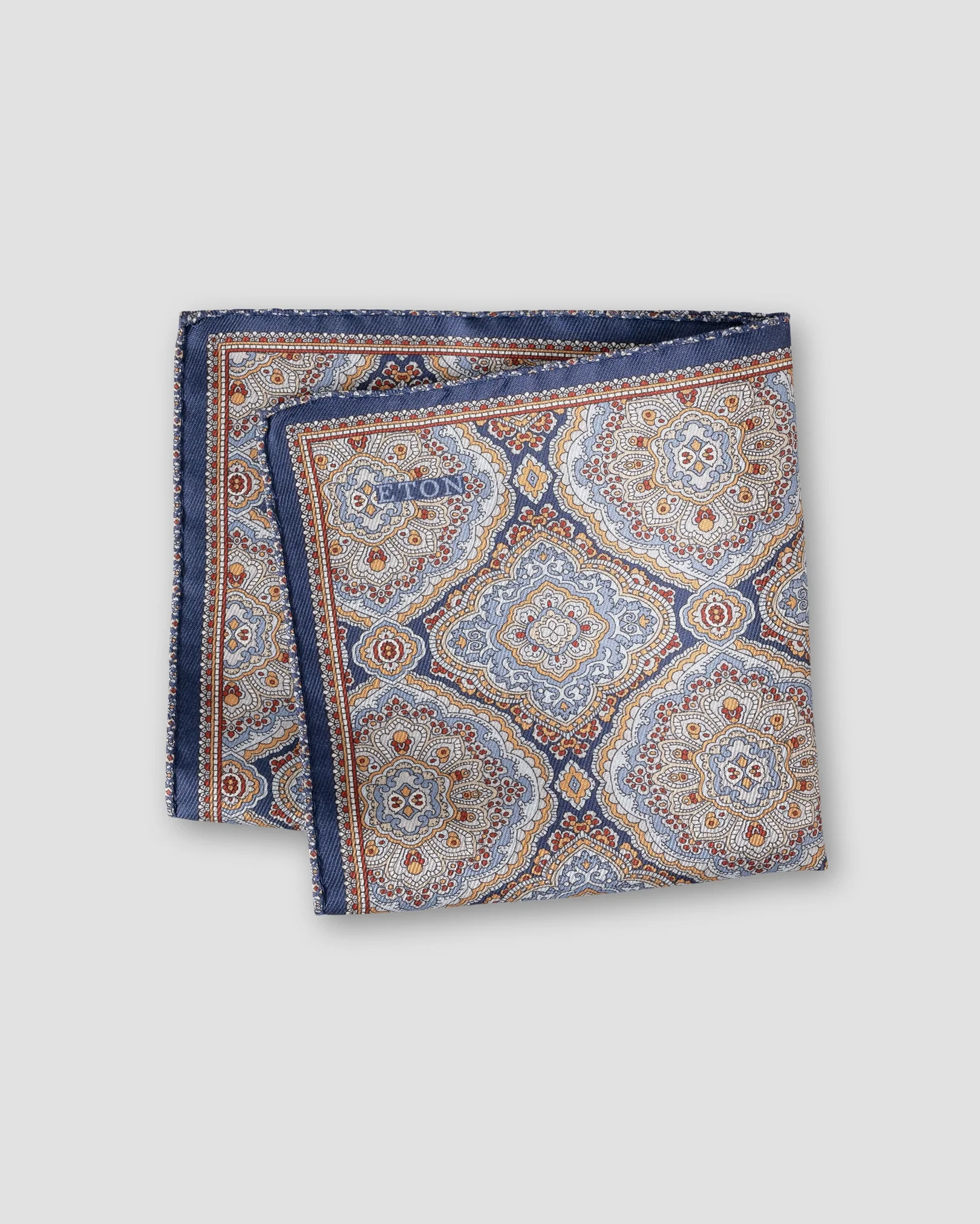 Eton - navy blue two face silk pocket square