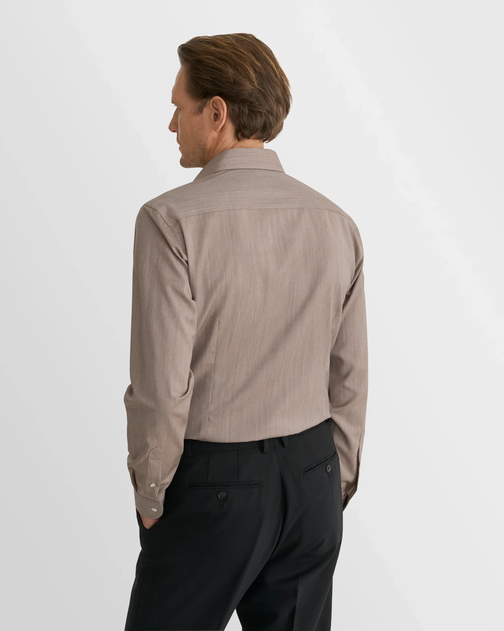Eton - beige solid merino shirt