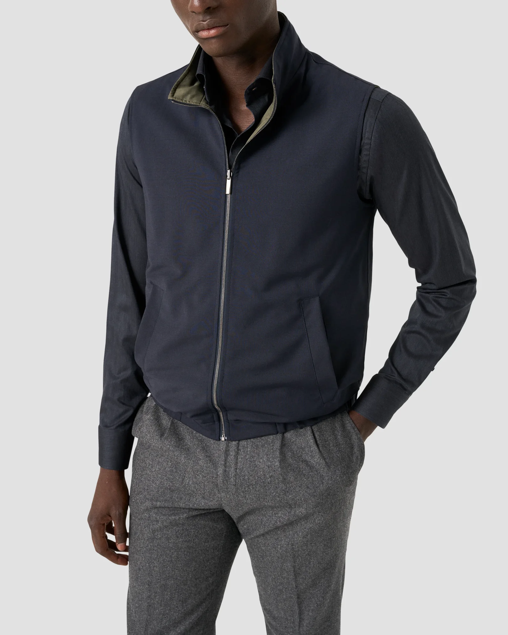 Eton - solid signature flannel shirt wide spread