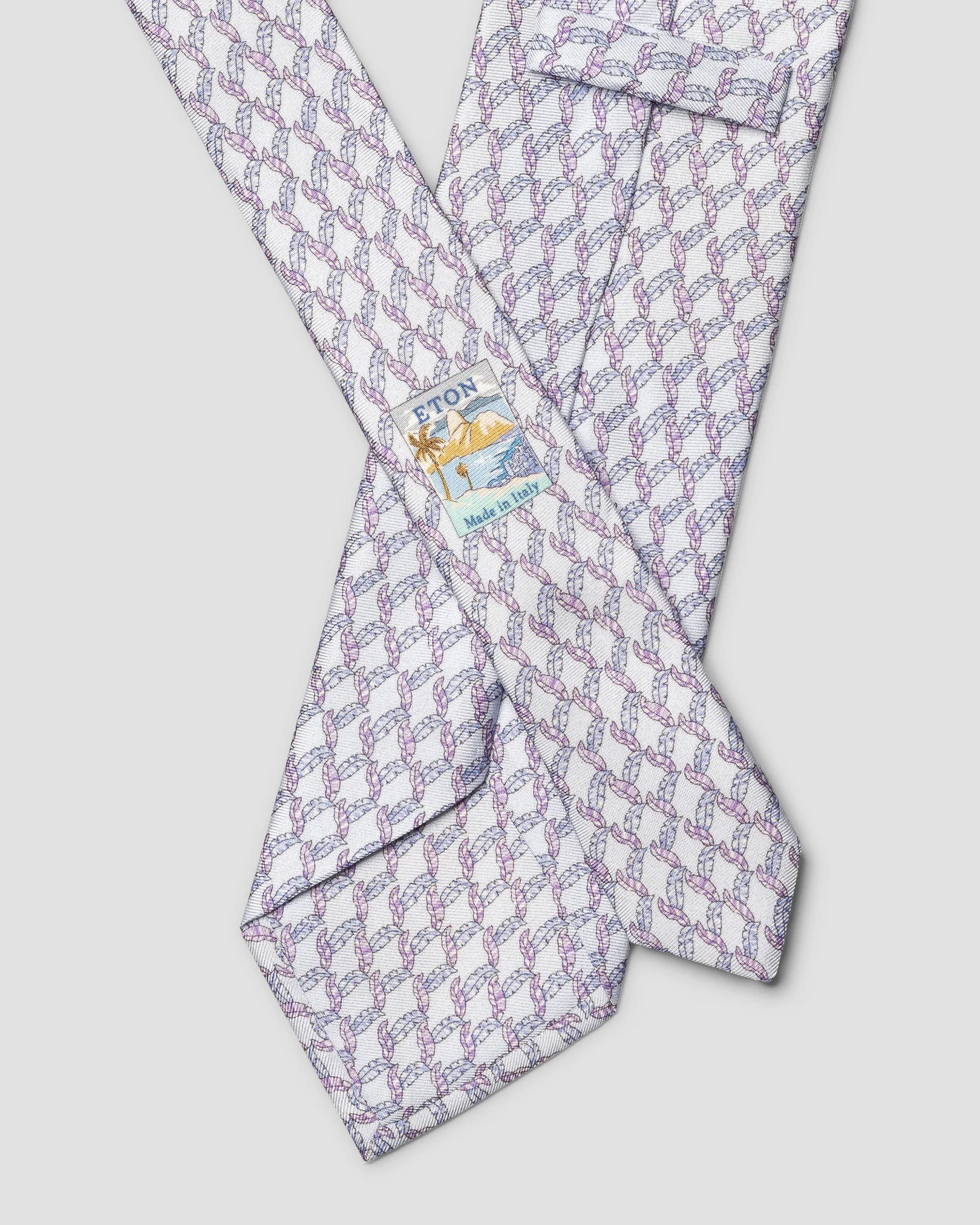 Eton - light blue leaf print silk tie