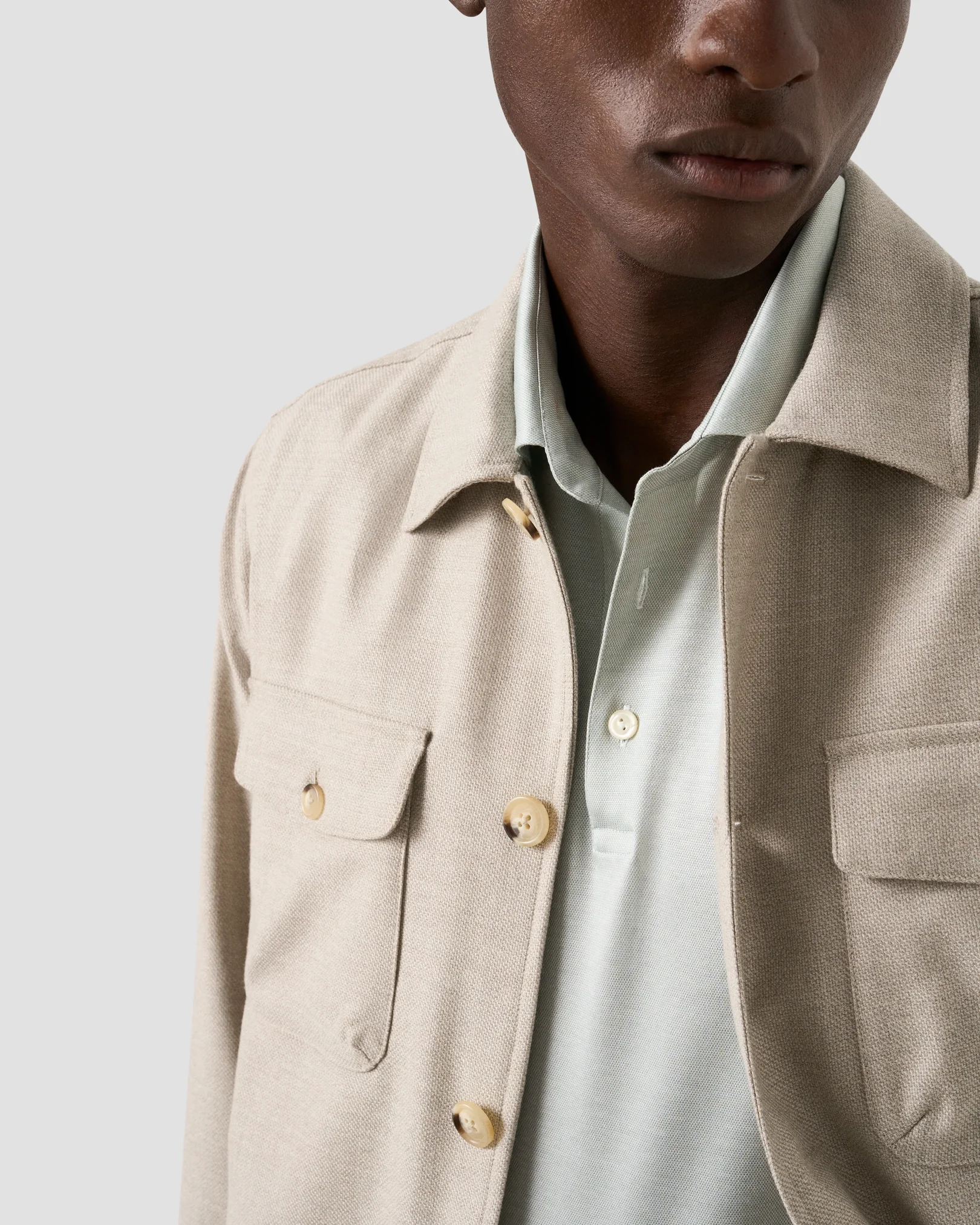 Eton - mid green jaquard filo di scozia polo shirt