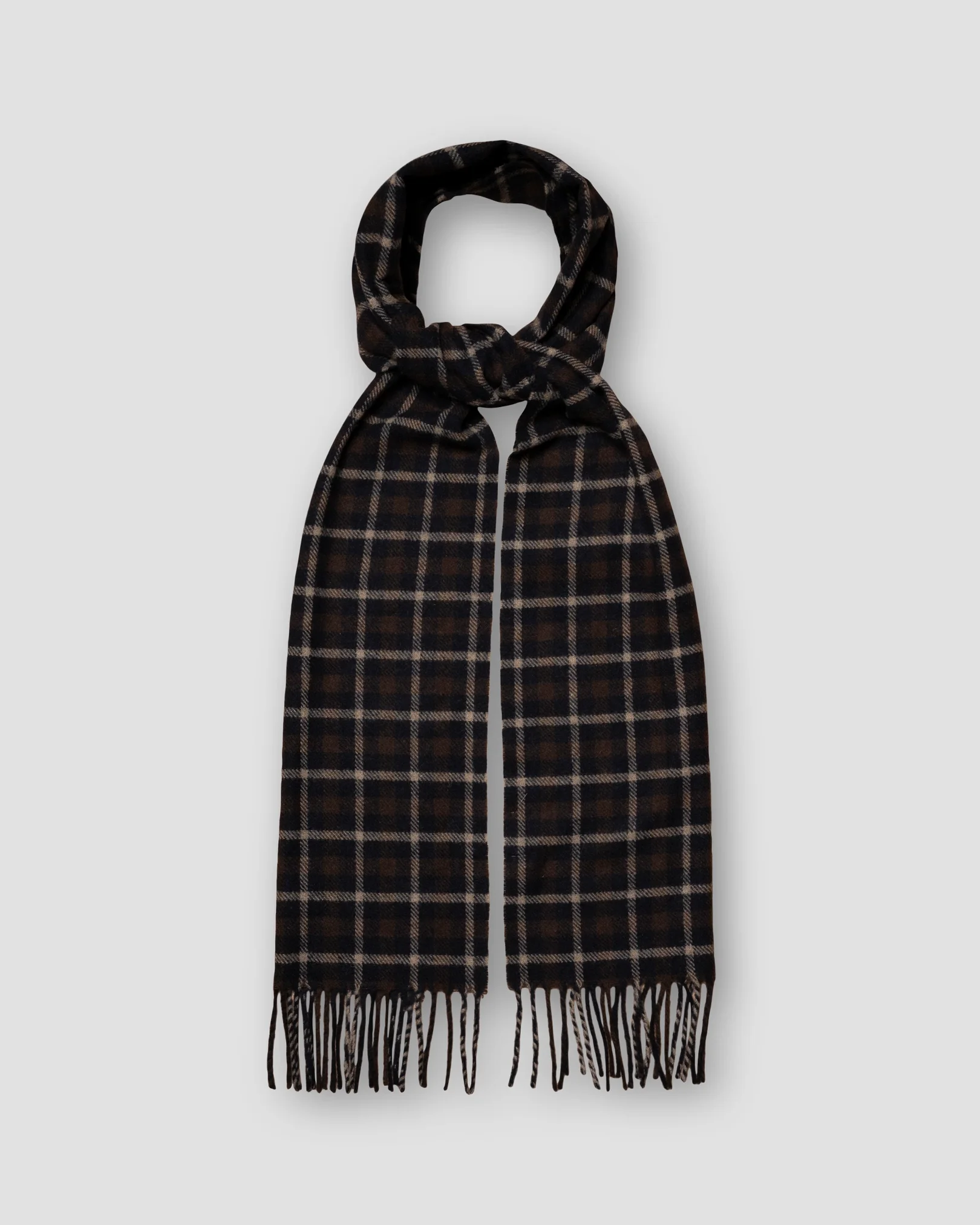 Eton - dark brown large checked scarf