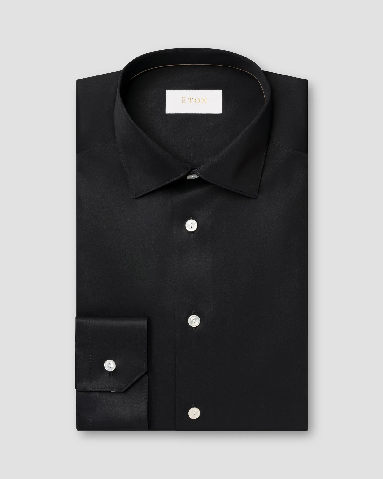 Eton - black solid elevated twill shirt