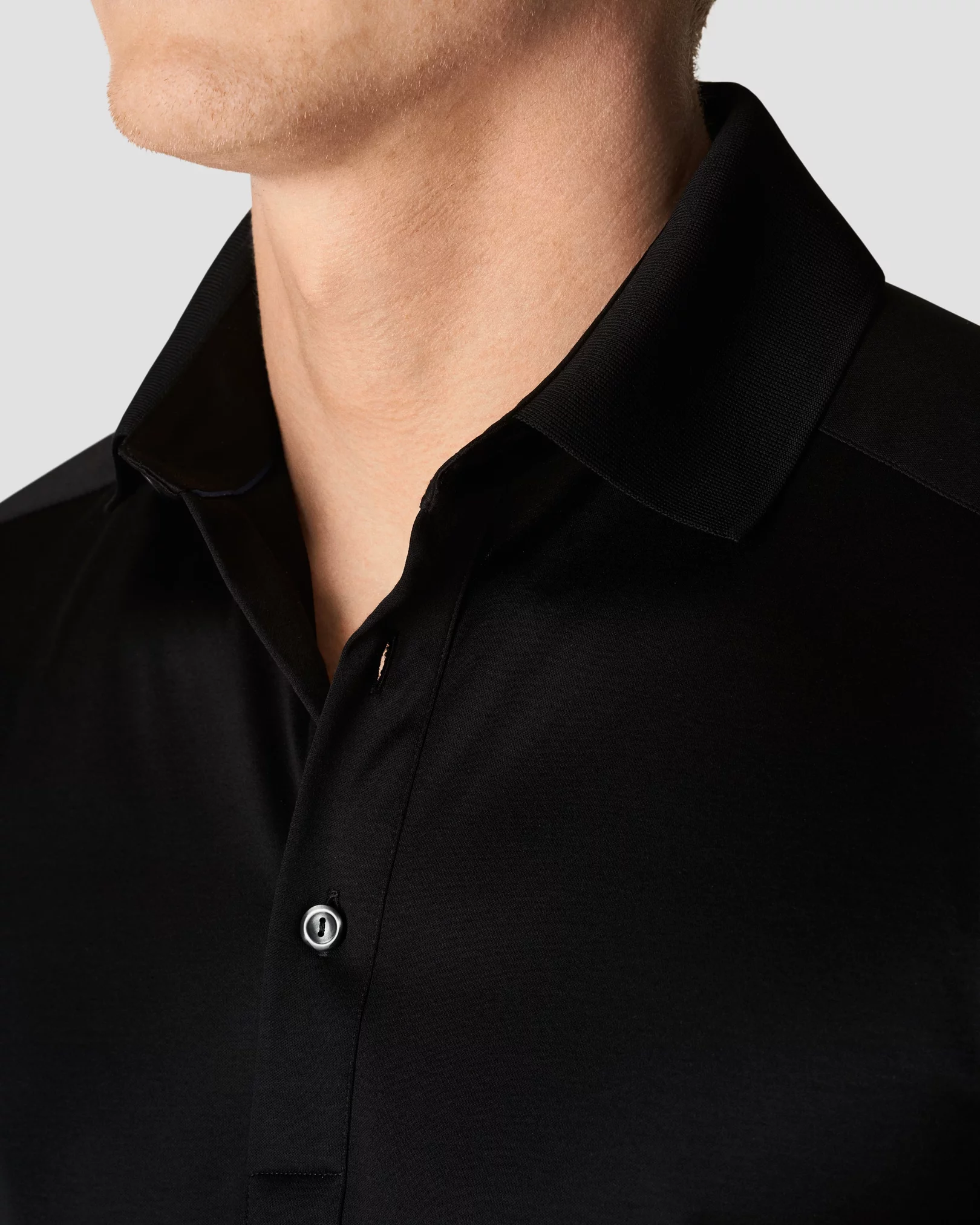 Eton - black jersey knitted short sleeve