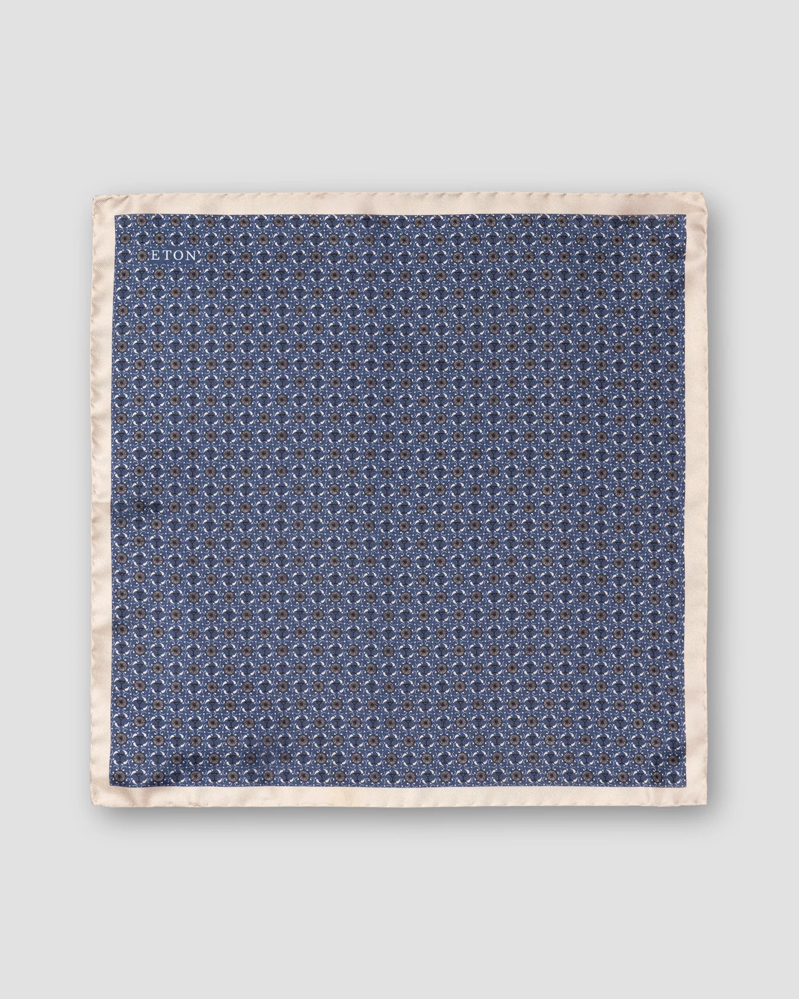 Eton - navy blue geometric silk pocket square