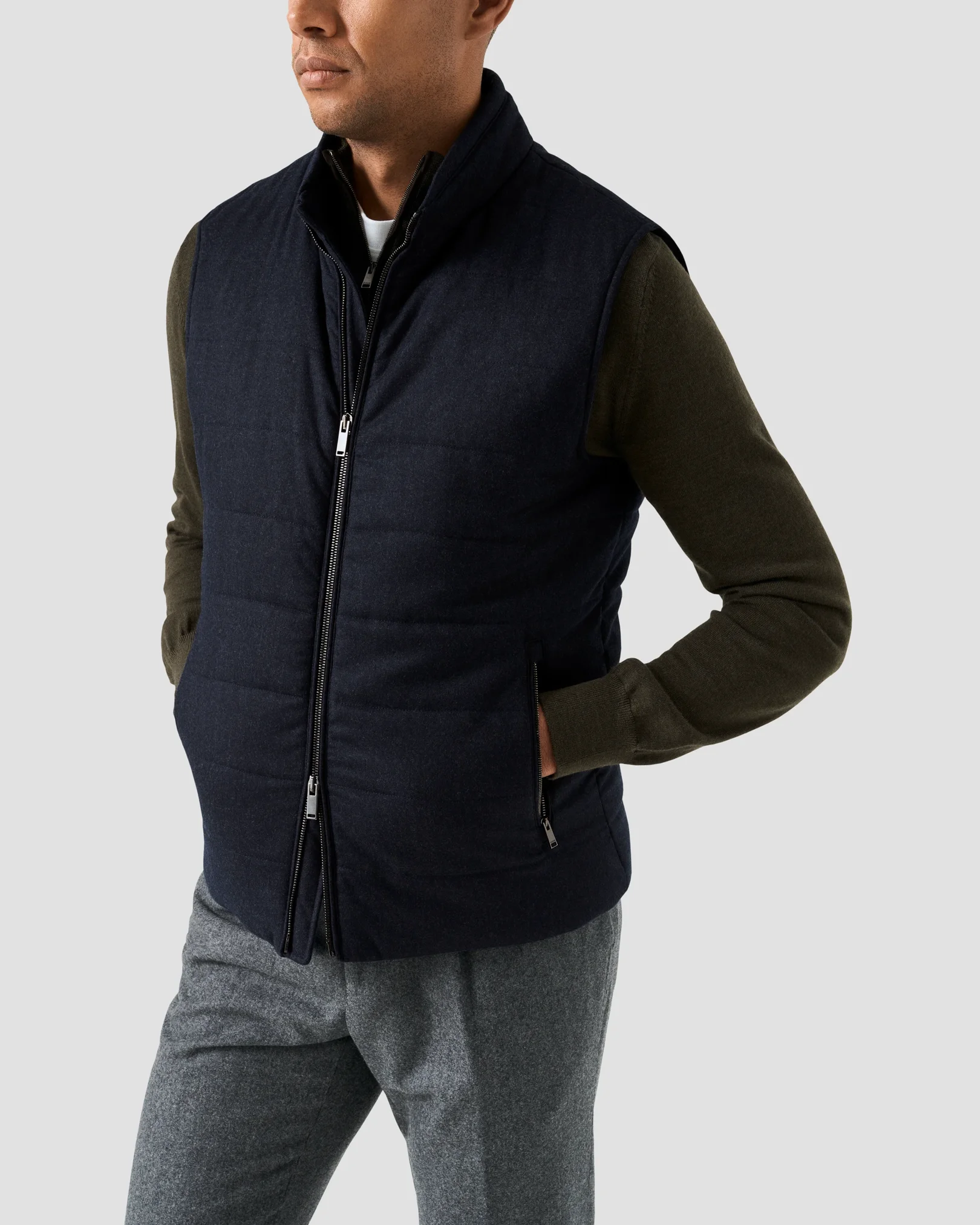 ジャケット・アウター ATON stand collar wool padded vest Padded Vest - Eton