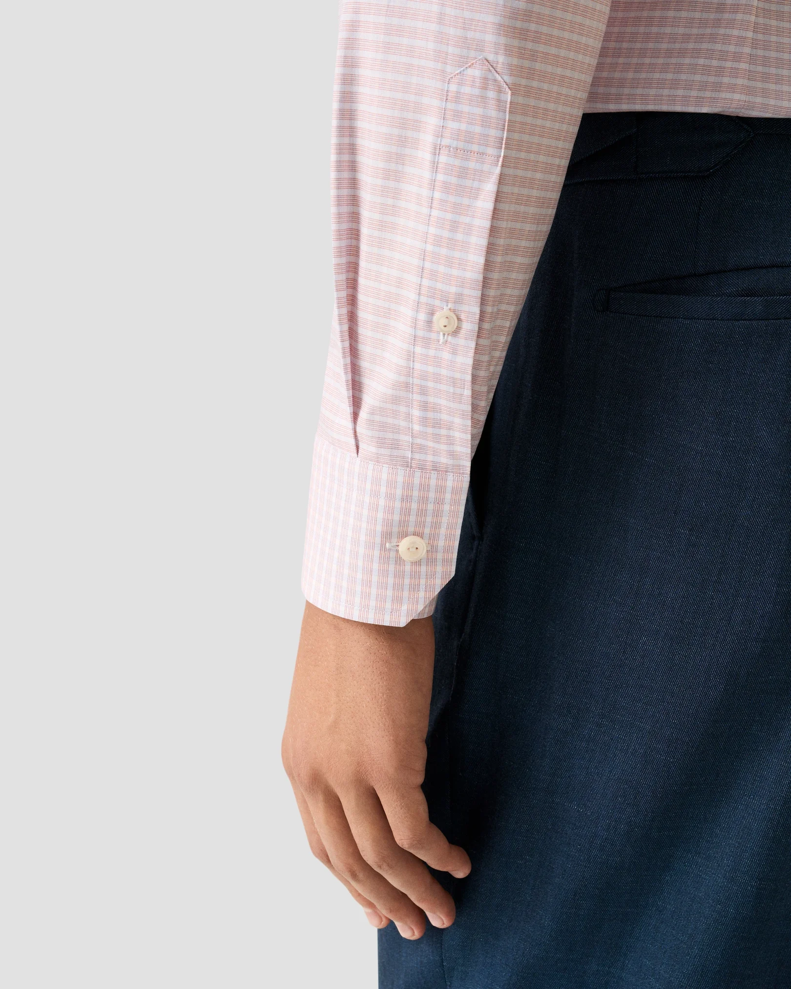Eton - orange check fine twill shirt