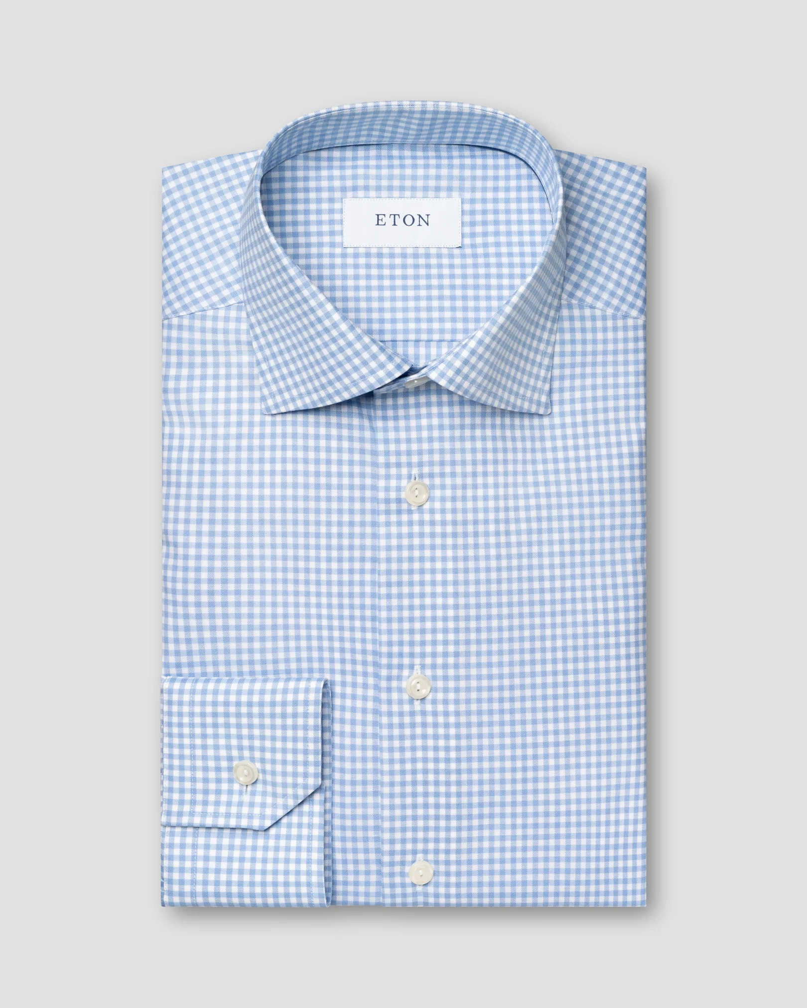 Eton - light blue check signature twill shirt