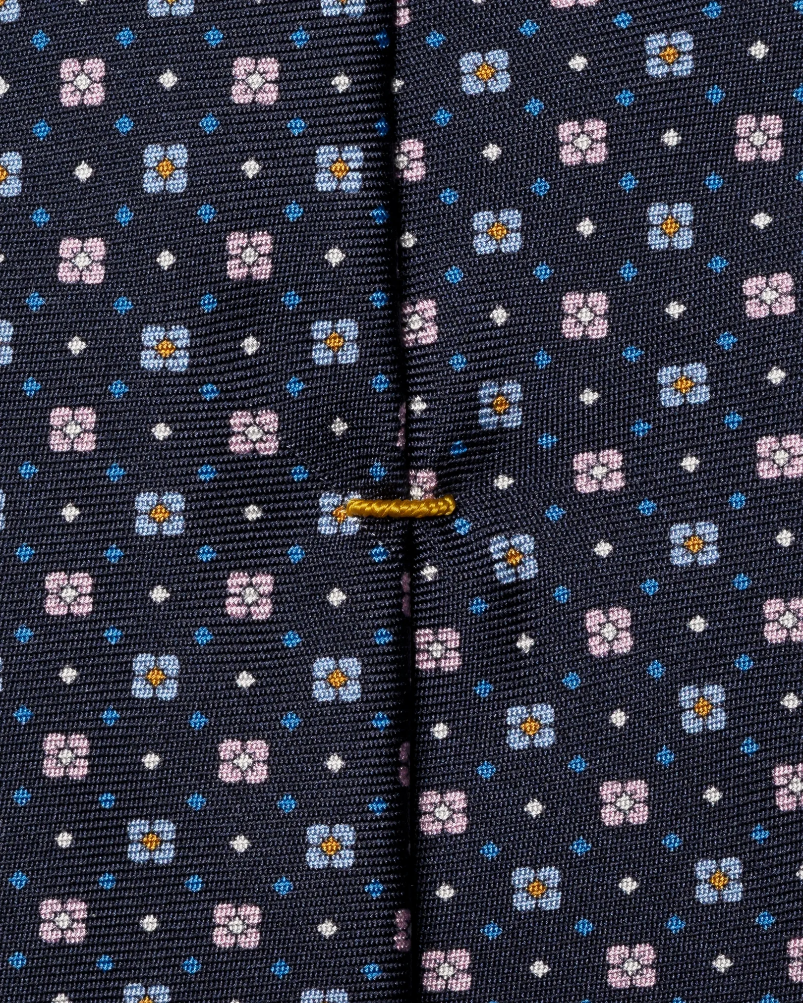 Eton - navy blue micro floral silk twill printed tie