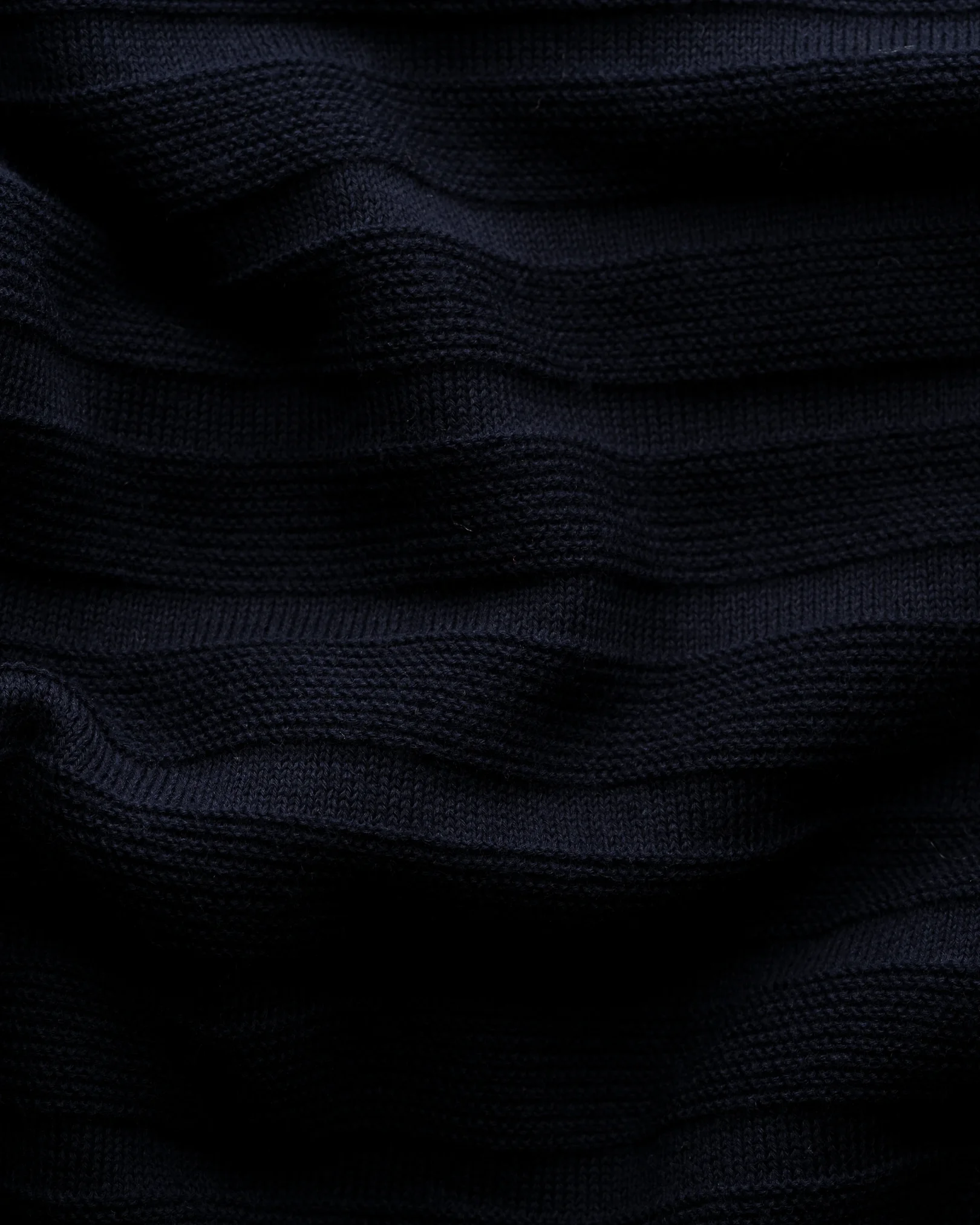 Eton - dark blue horisontal striped fine knit polo shirt