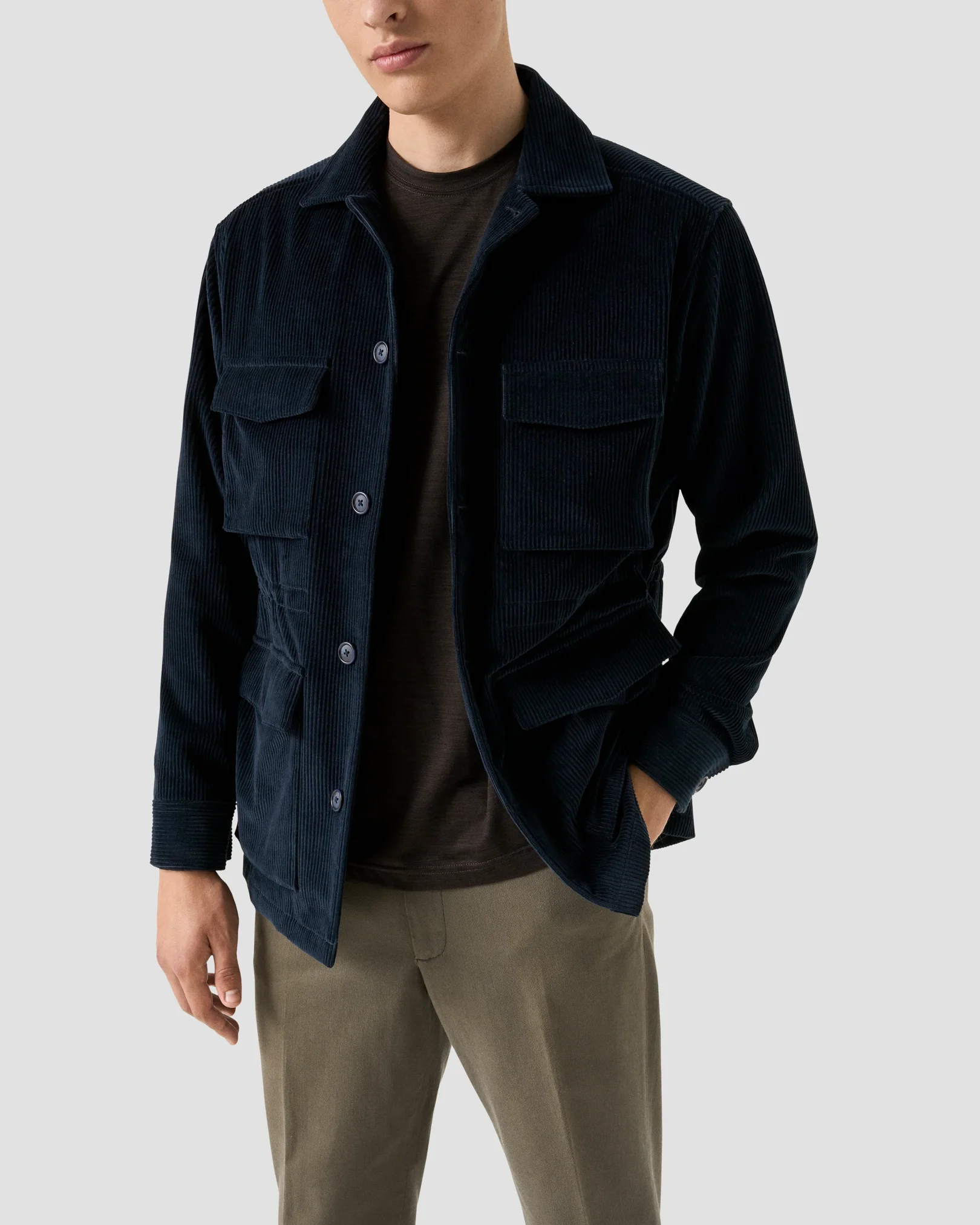 Eton - merino wool lyocell t shirt brown