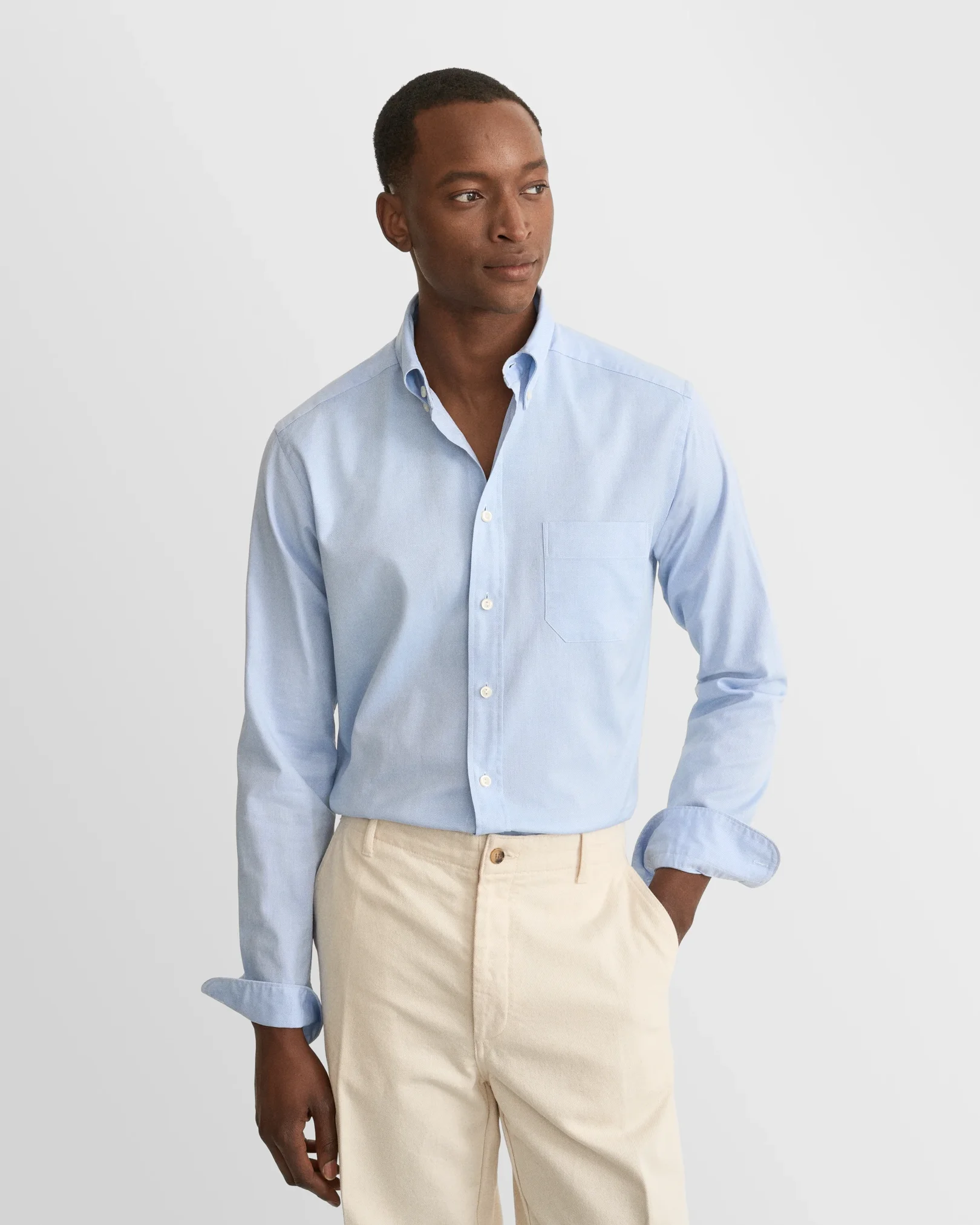Eton - solid light blue royal oxford shirt