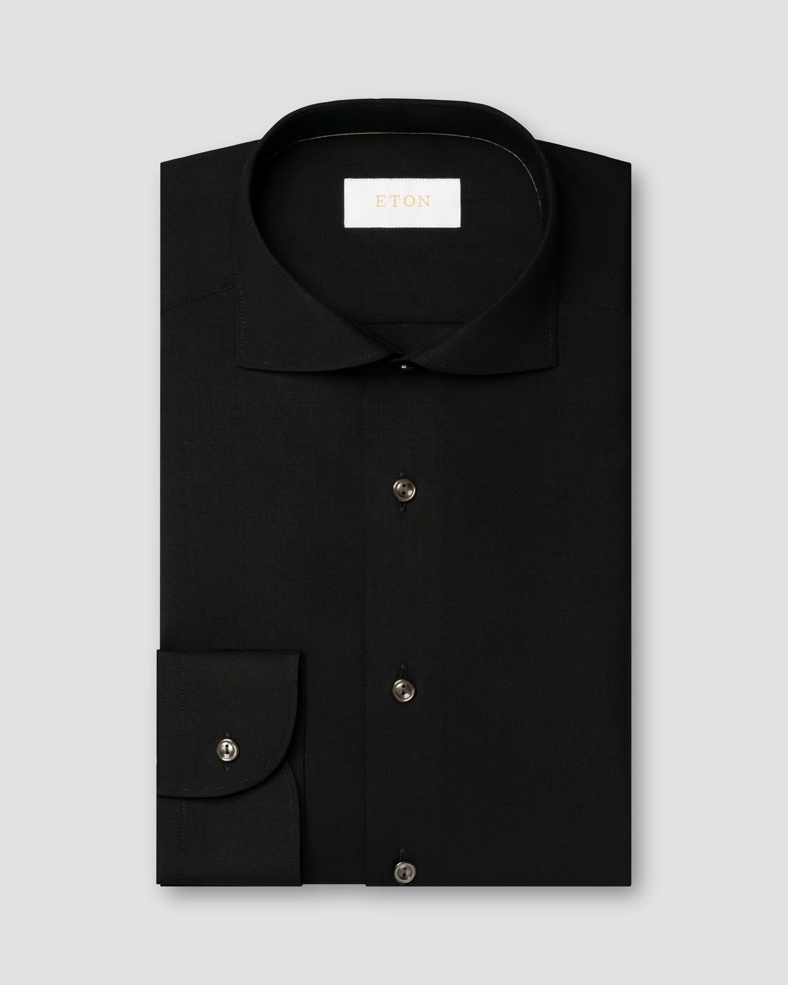 Eton - solid black merino shirt