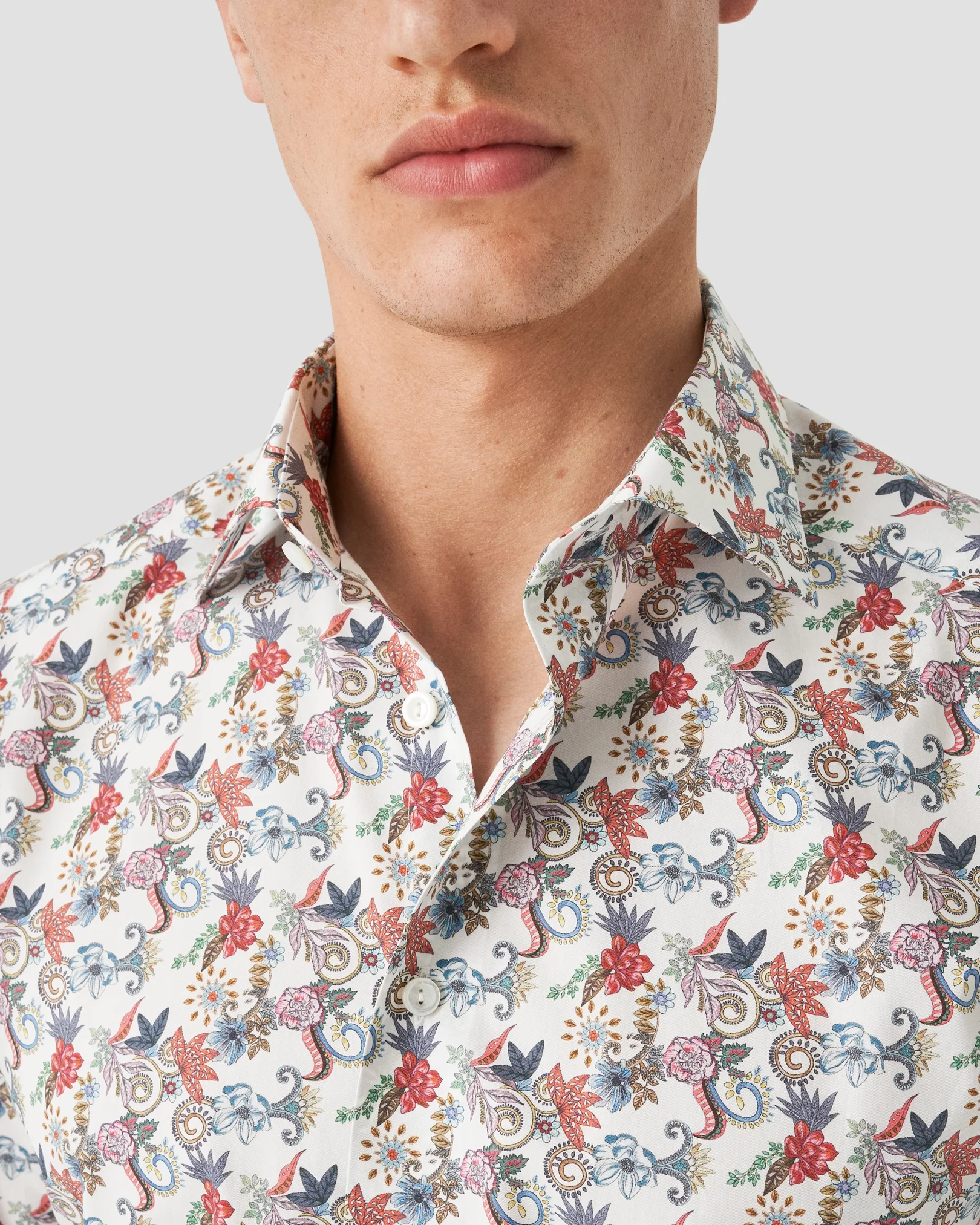 Eton - Chemise en Twill Fin à Motif Floral