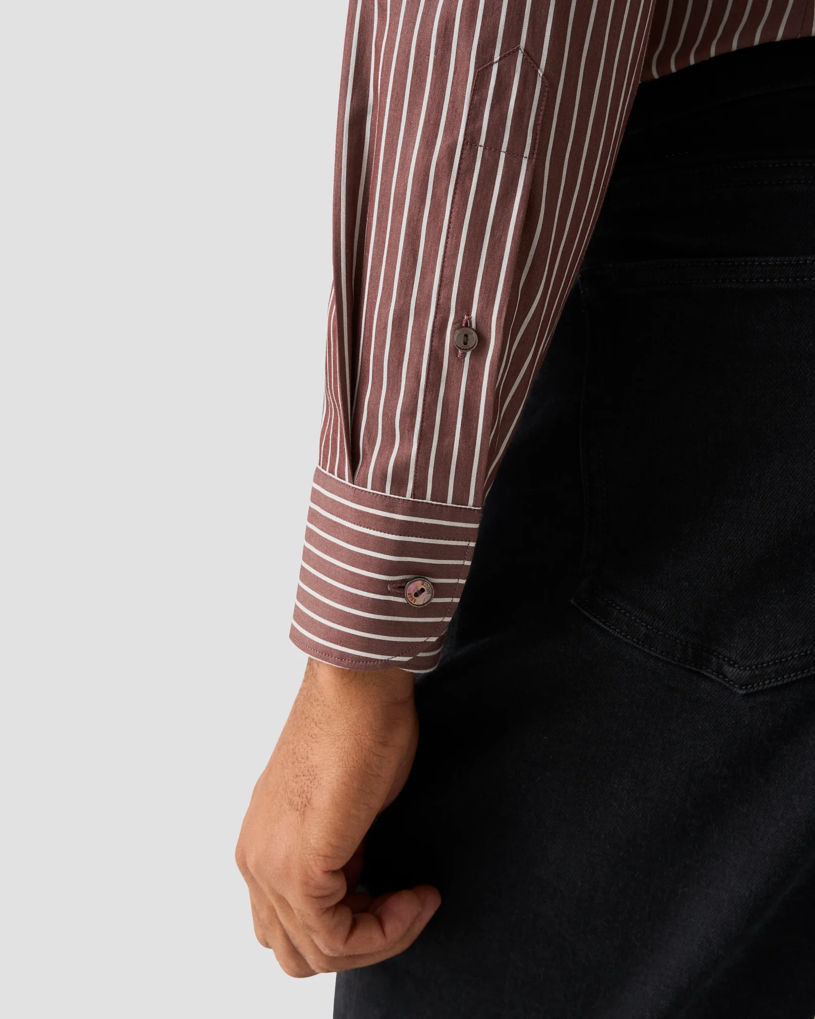 Eton - dark red striped cotton silk shirt