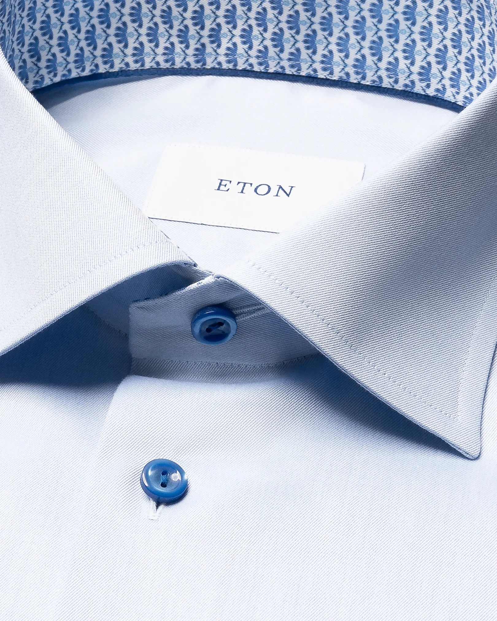 Eton - light blue floral effect signature twill 258