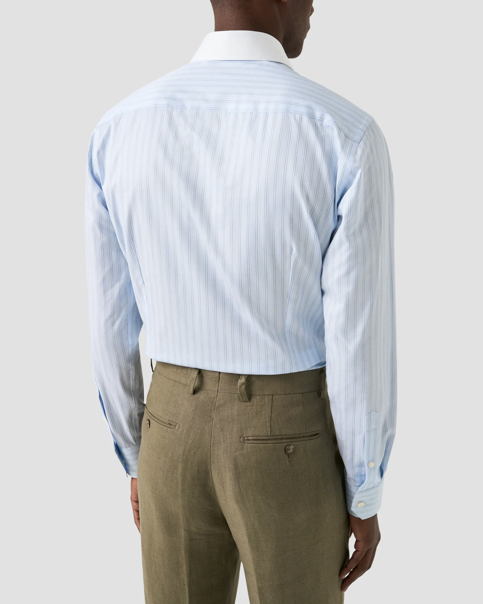 Eton - Striped White Collar Signature Twill Shirt