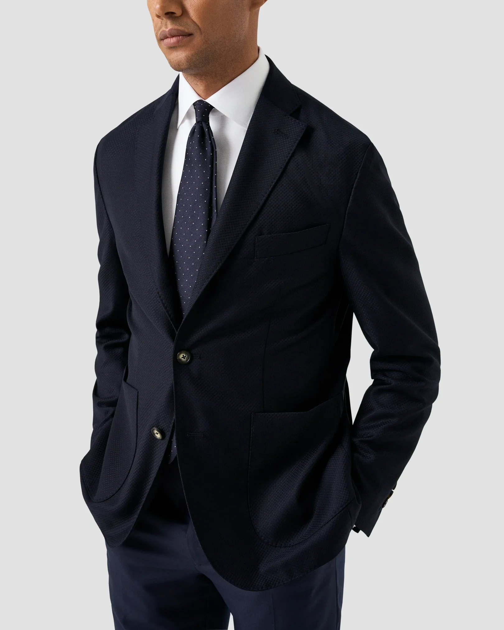 Eton - white textured twill shirt we1